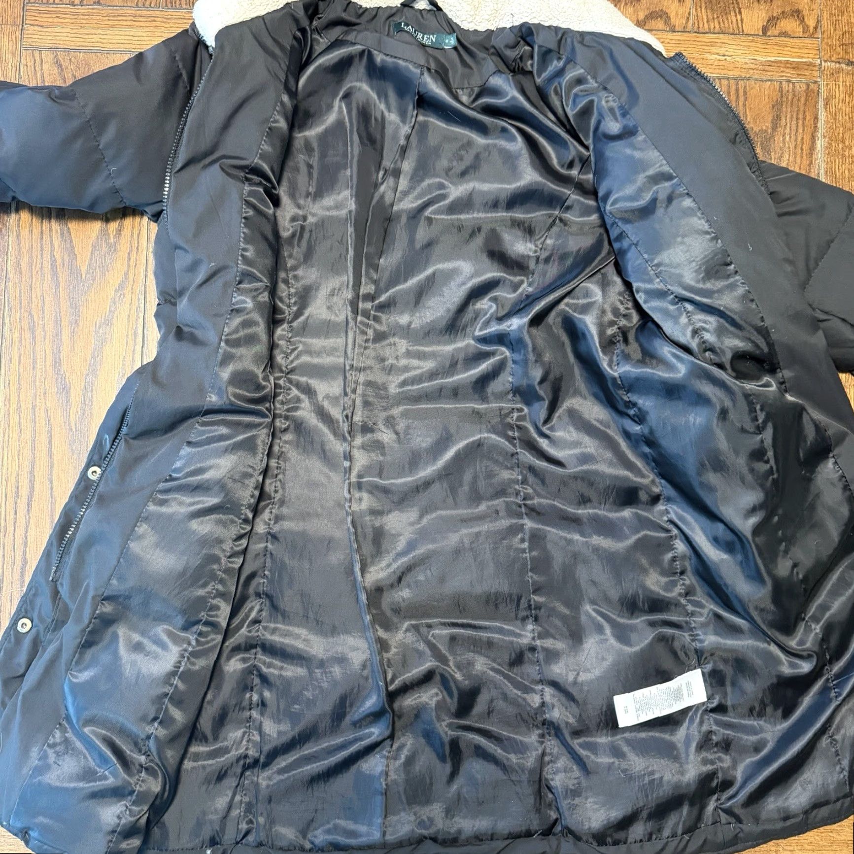 Ralph Lauren Lauren Ralph Lauren Women’s Medium Black Down Coat Gold RLL Hardware Faux Fur Size M / US 6-8 / IT 42-44 - 4 Thumbnail