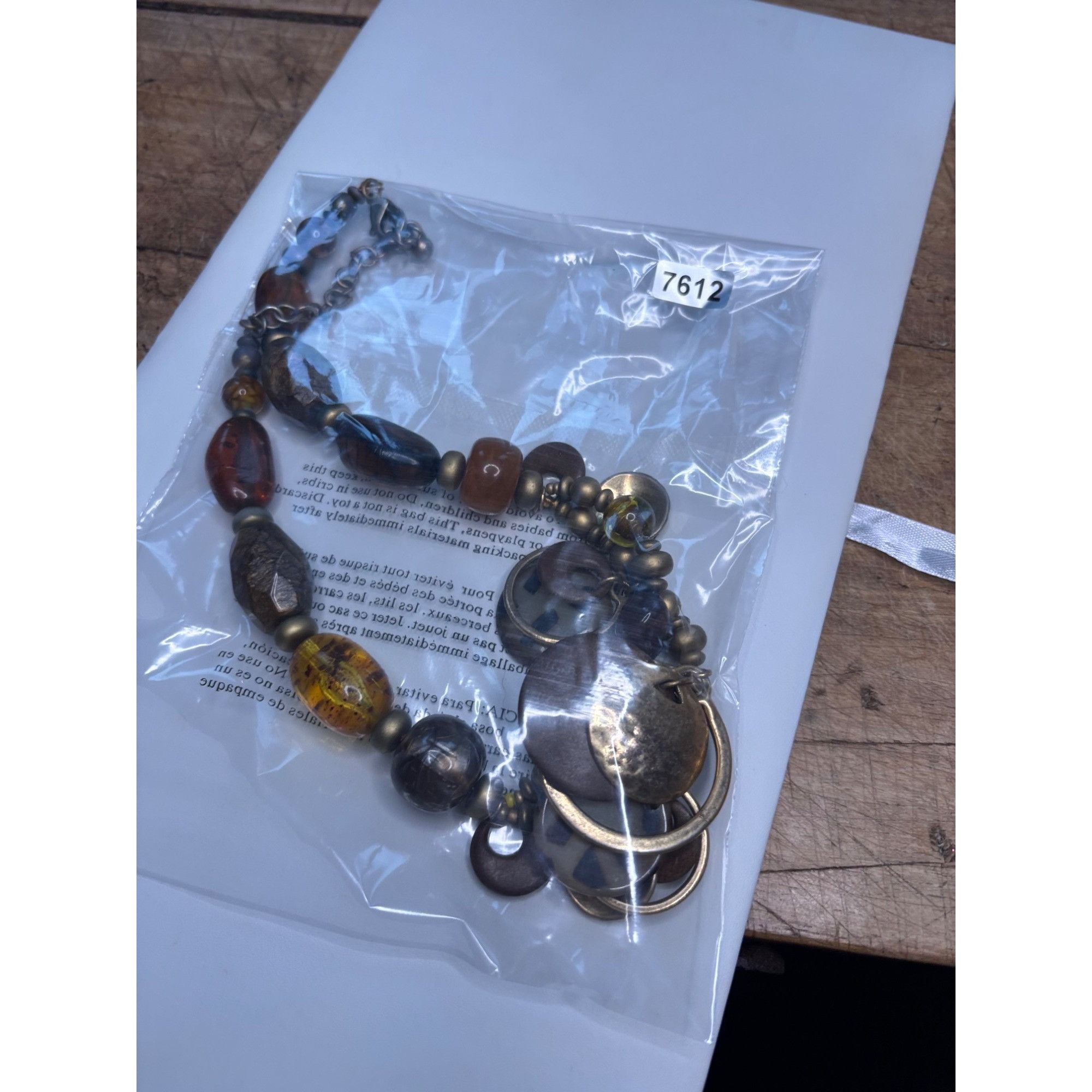 Other Chicos Multi-Bead Necklace With Metal Discs & Adjustable Cha Size ONE SIZE - 6 Thumbnail