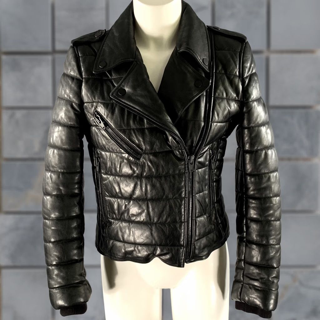 Alexander Wang ALEXANDER WANG Size 8 Black Leather Quilted Puffer Moto Racer Jacket Womens Size M / US 6-8 / IT 42-44 - 1 Thumbnail