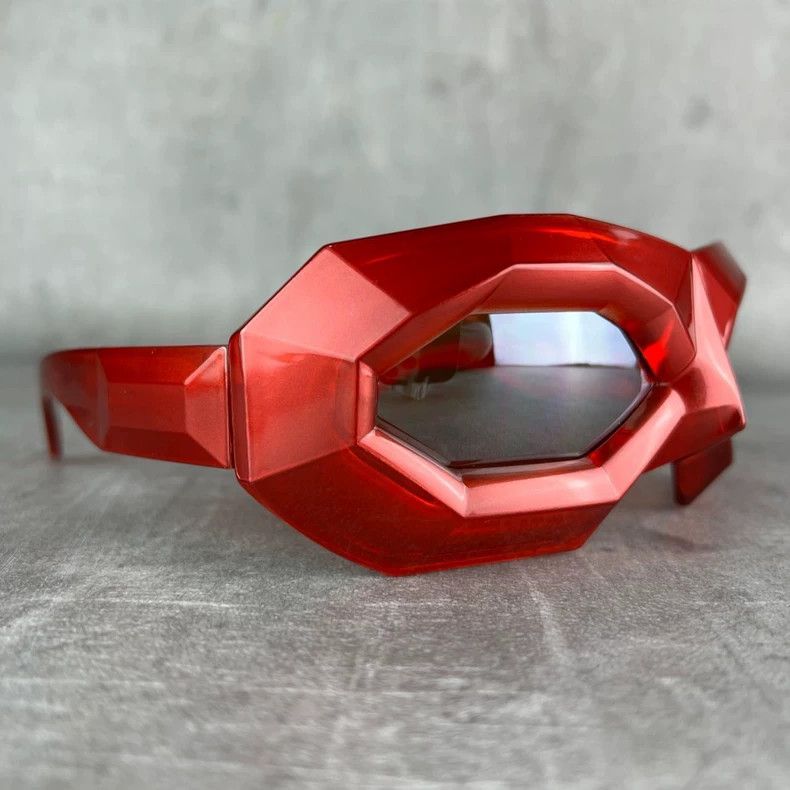 Walter Van Beirendonck walter van beirendonck Red diamond-cut sunglasses Size ONE SIZE - 4 Thumbnail