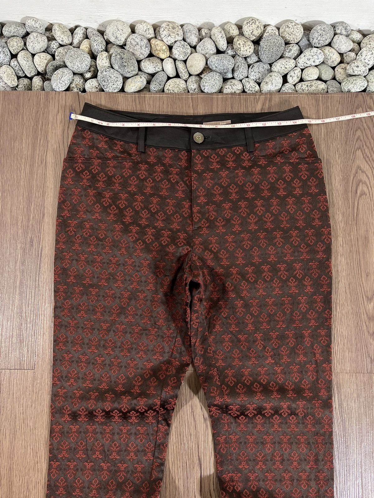 Japanese Brand Fleur de Colza – Red Jacquard Pattern Slim Pants Size US 29 - 9 Thumbnail