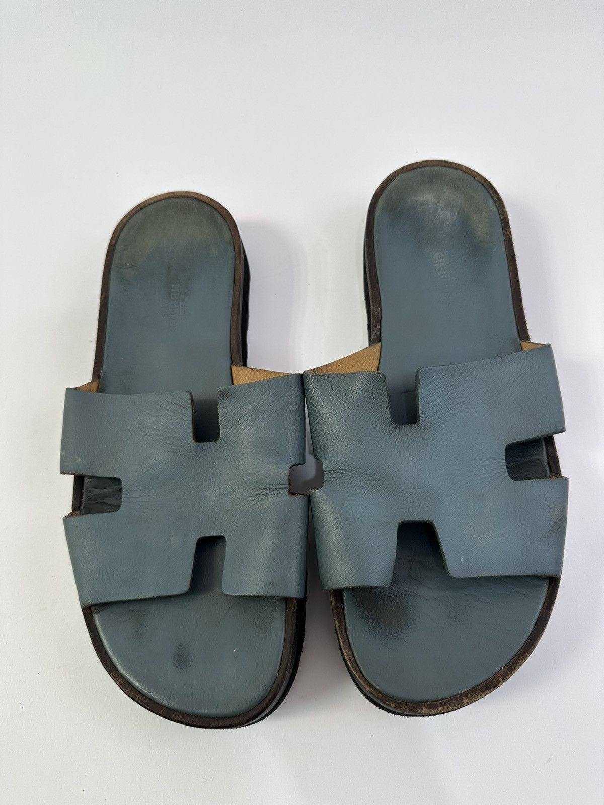 Hermes × Vintage Vintage Hermes Blue Leather Izmir Sandals Size 40-41 Size US 7.5 / EU 40-41 - 1 Thumbnail