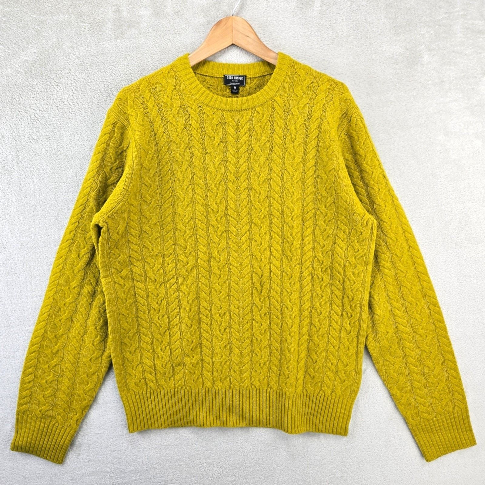 Todd Snyder Todd Snyder Lambs Wool Cable Knit Sweater Mens Medium Gold Size US M / EU 48-50 / 2 - 1 Thumbnail
