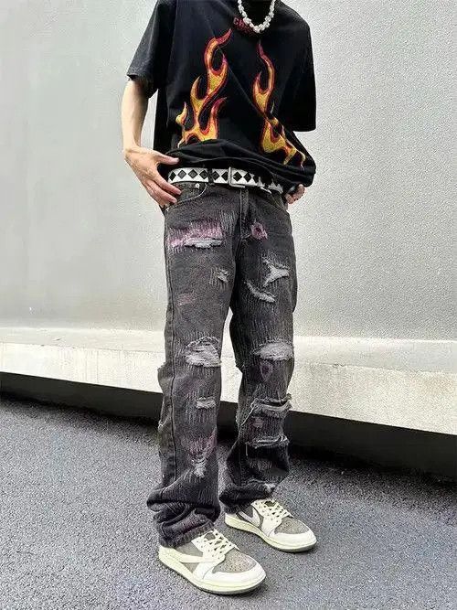 VIBE Distressed Denim Jeans Size US 34 / EU 50 - 1 Thumbnail