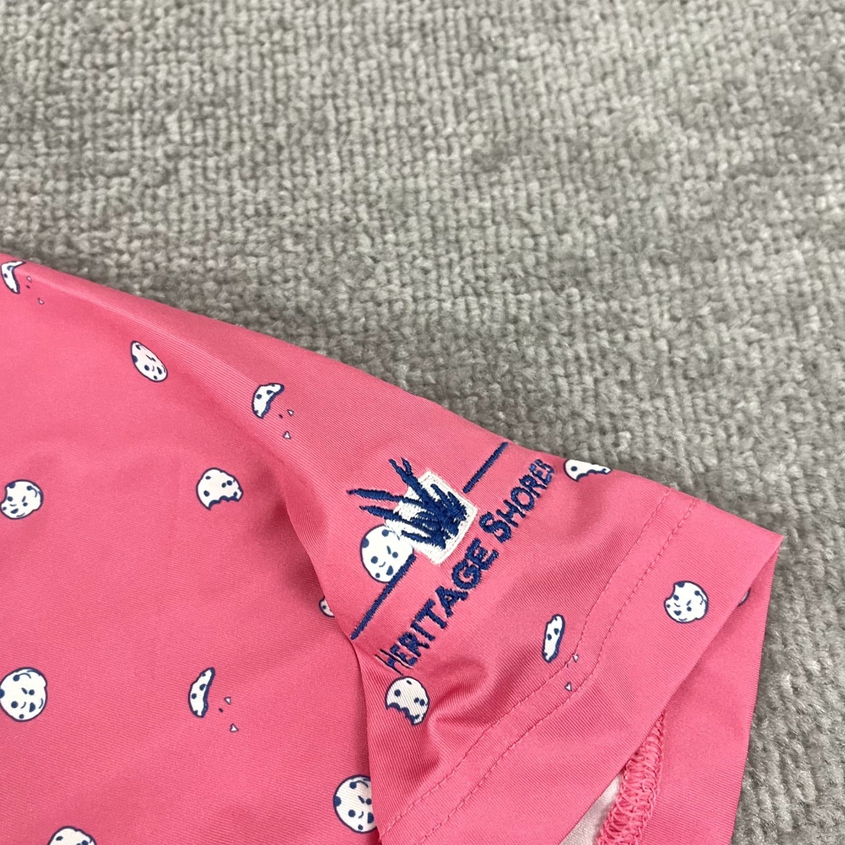 Footjoy FootJoy Polo Shirt Mens Large Pink Cookie Print Performance Golf Heritage Shores Polo Shirt Mens Large Pink Cookie Print FootJoy Size US L / EU 52-54 / 3 - 3 Thumbnail