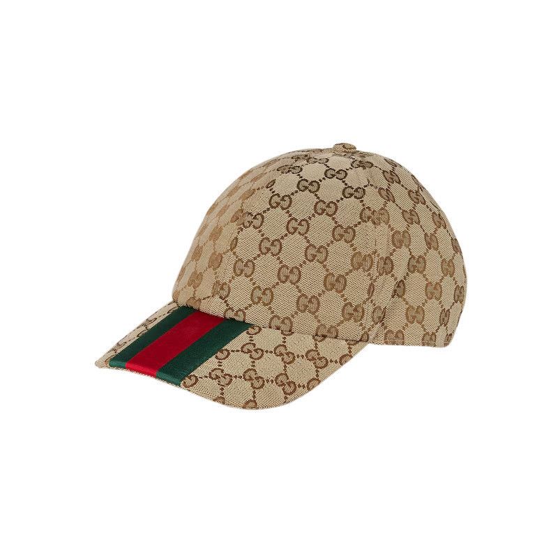 GUCCI $570 Beige/Ebony GG Canvas Baseball Hat New And Authen