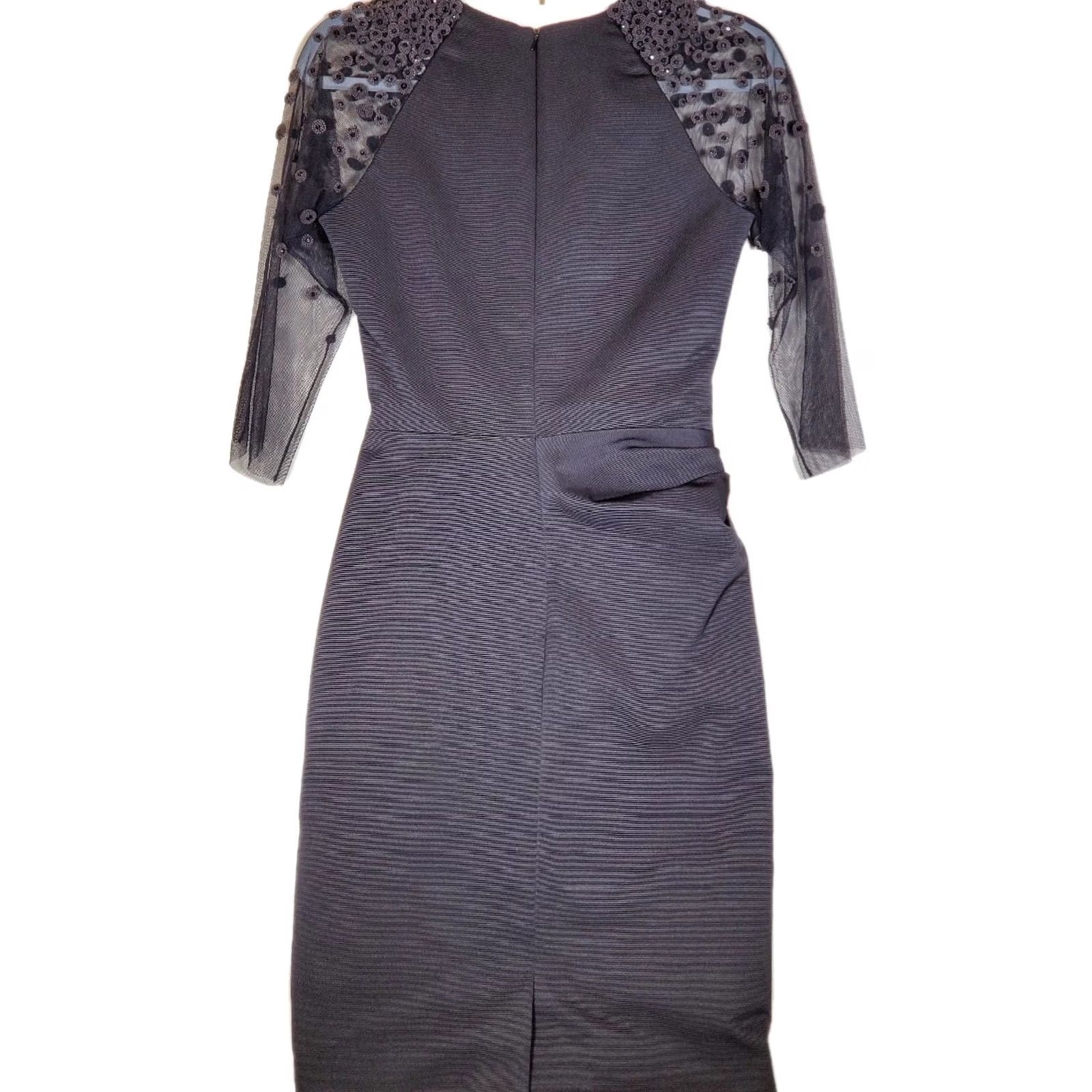 Lela Rose LELA ROSE Beaded Sequins Midi Dress Black Women Size 4 A-Line Knee-Length 3/4 Sleeve Round Neck Zip Vintage? (If applicable) Size S / US 4 / IT 40 - 5 Thumbnail