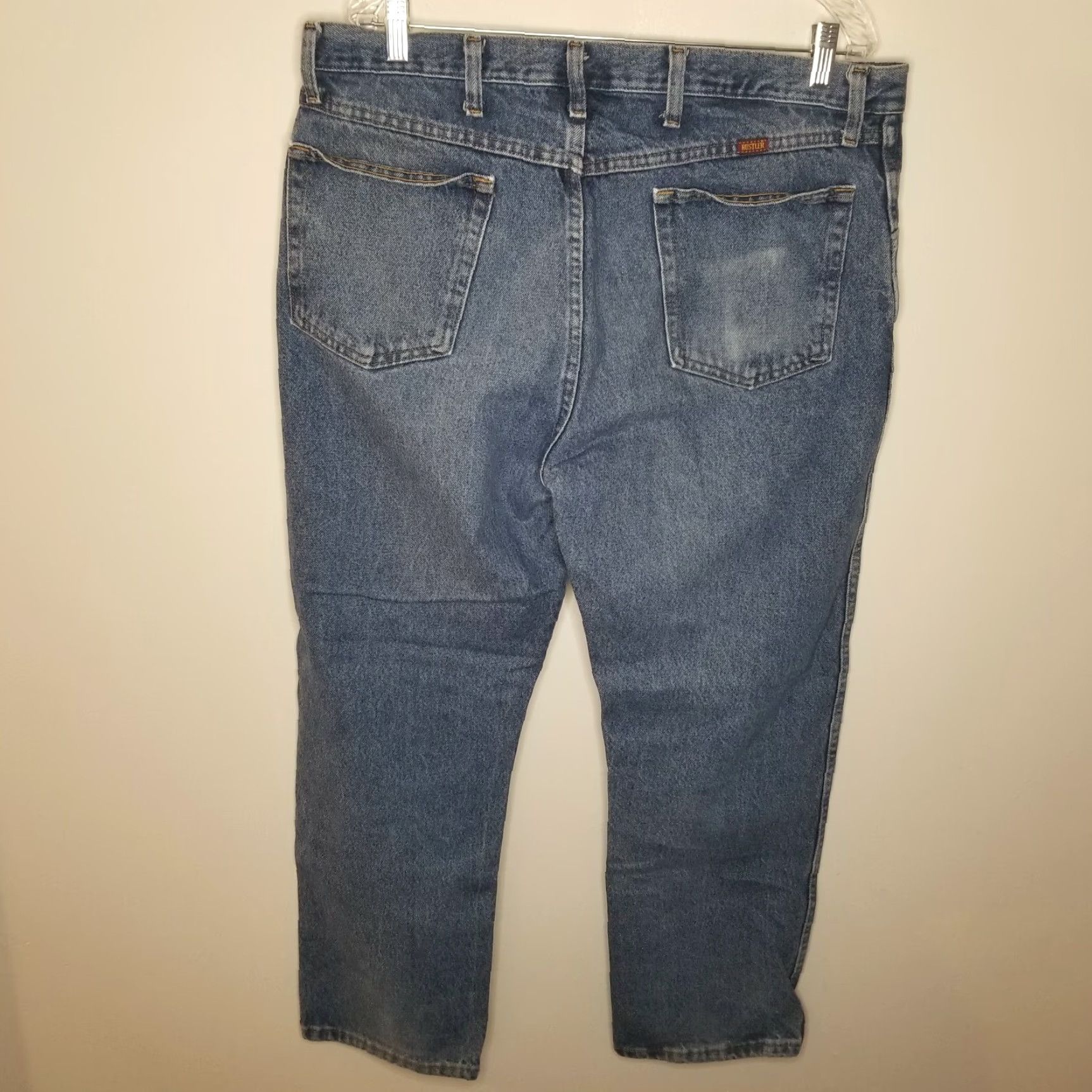 Vintage RUSTLER Jeans Straight Light Blue 38x30 Men Regular Inseam 30 Size 38 Blue - Mens Straight Jeans Size US 38 / EU 54 - 4 Thumbnail