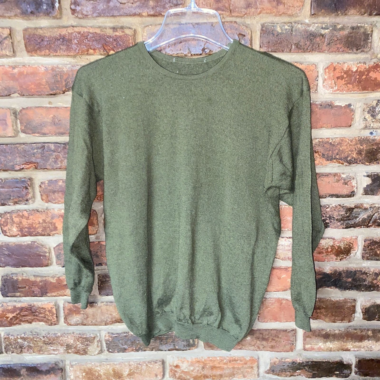 Other Solid Olive Green Crew Neck 100% Wool Pullover Sweater Small Size S / US 4 / IT 40 - 1 Thumbnail