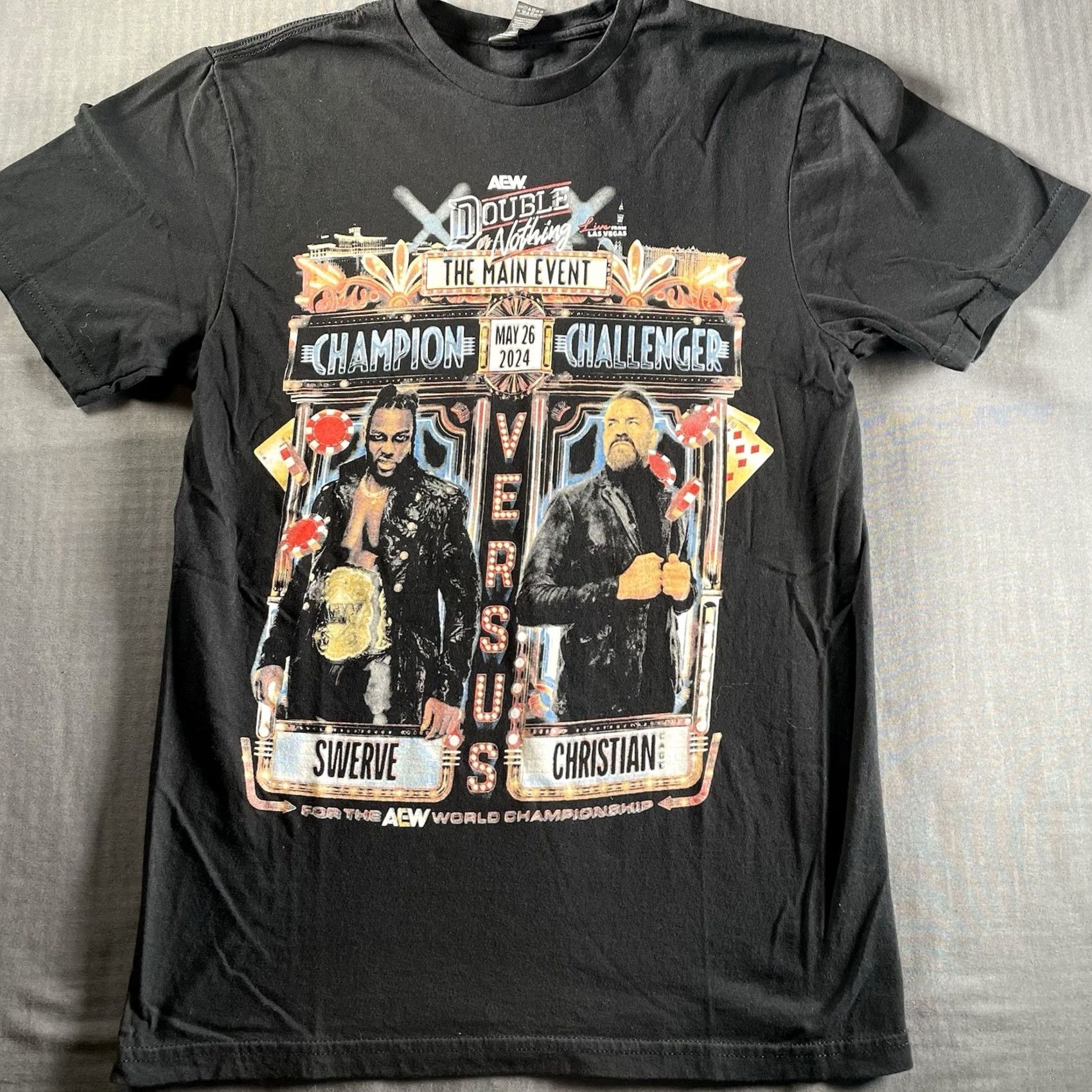 Gildan AEW Double Or Nothing Shirt Mens Small I Was There! LAs Vegas 2024 Tee Swerve Size US S / EU 44-46 / 1 - 2 Thumbnail