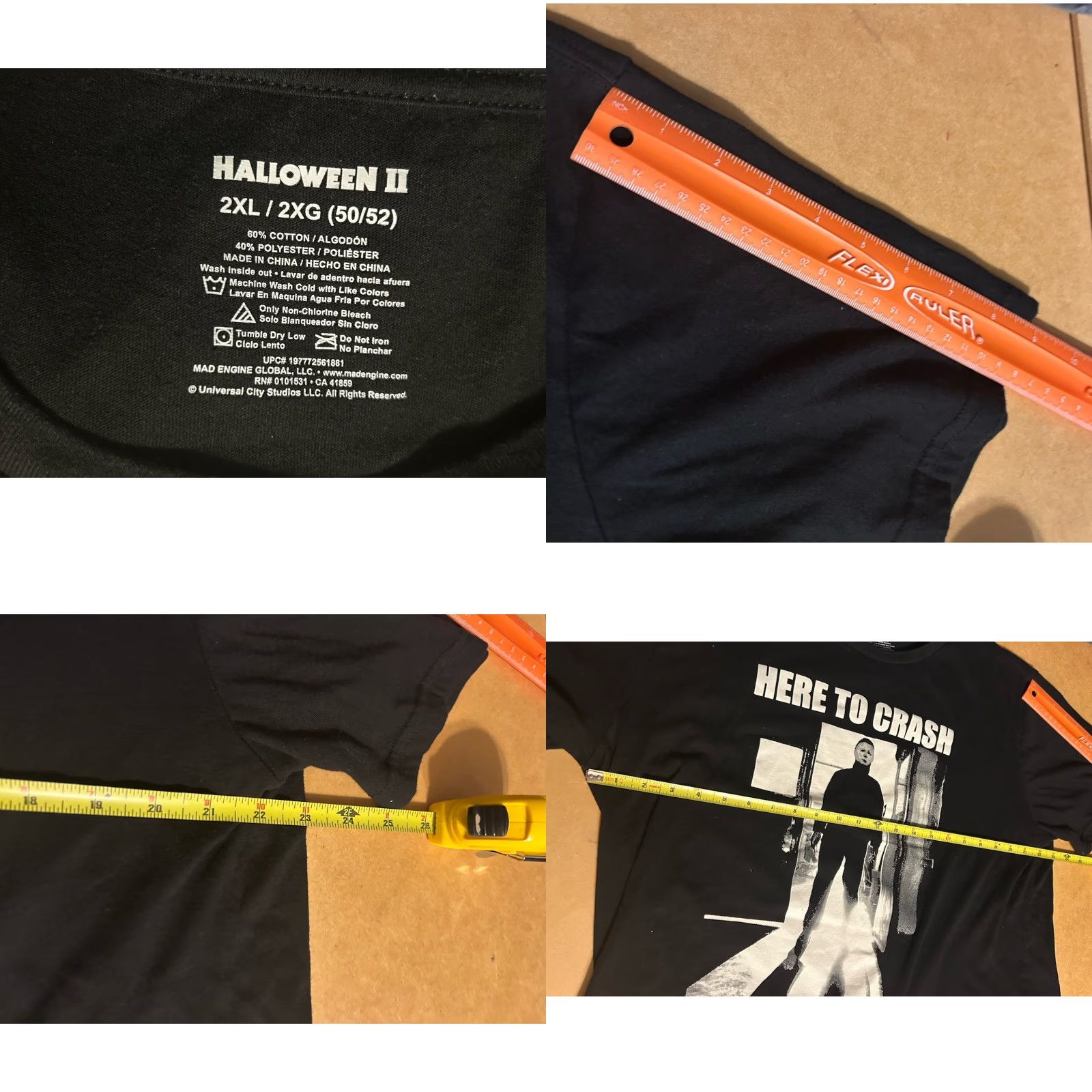 Vintage Here To Crash The Party Halloween 2 Michael Myers Shirt Men 2XL Black Graphic Size US XXL / EU 58 / 5 - 9 Thumbnail