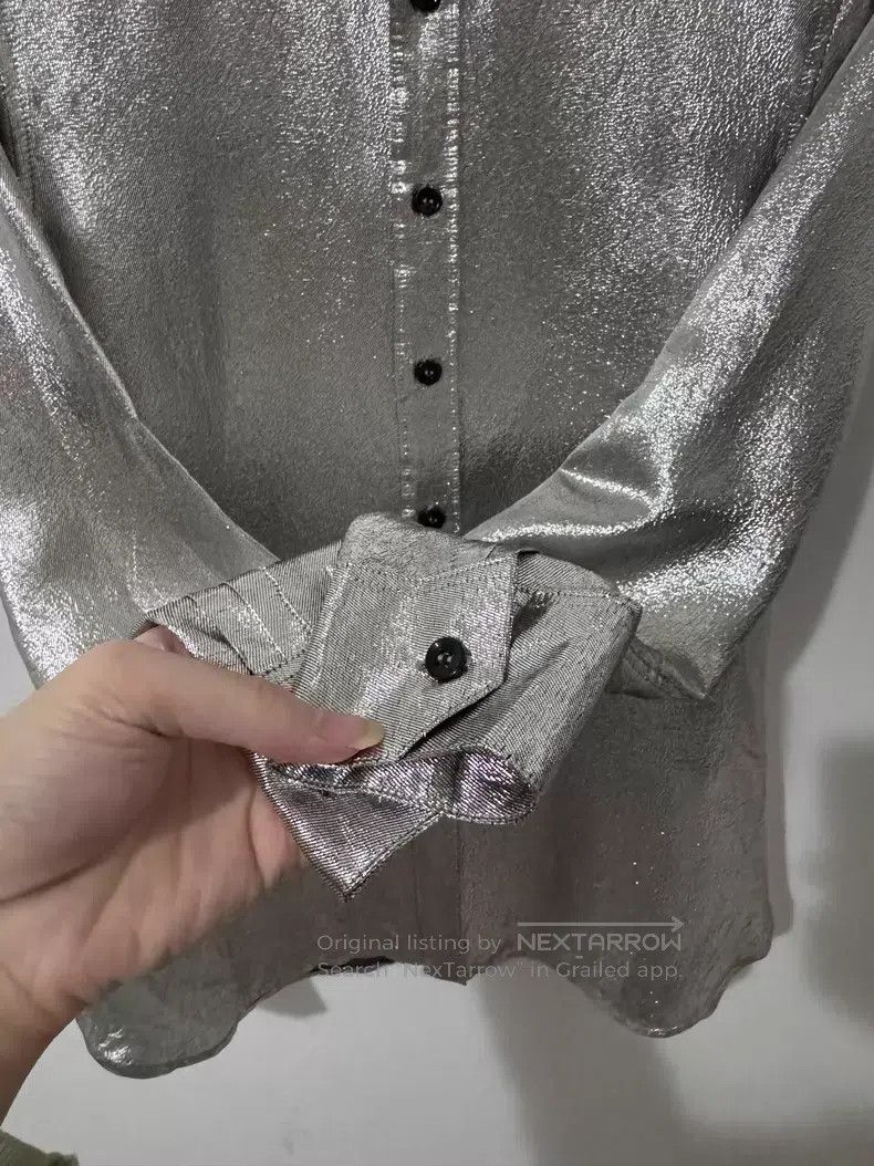 Saint Laurent Paris Saint Laurent Paris Mulberry Silk Shiny Silver Thread Shir Size XS / US 0-2 / IT 36-38 - 4 Thumbnail