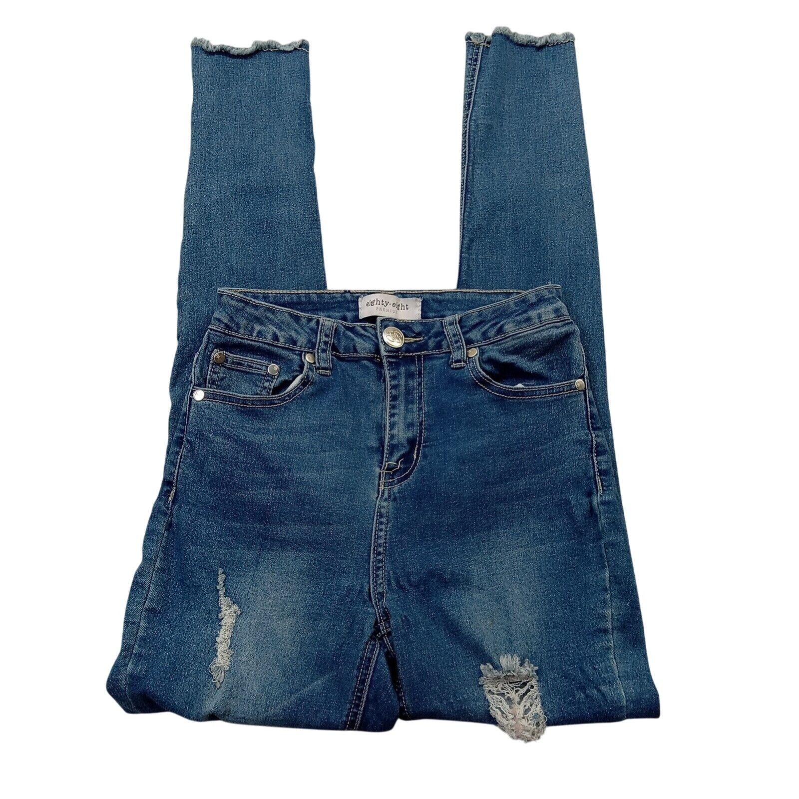 Eighty Eight Eighty Eight Premium Jeans 5 Stretch Skinny Distressed Denim Size 24" / US 00 / IT 34 - 4 Thumbnail