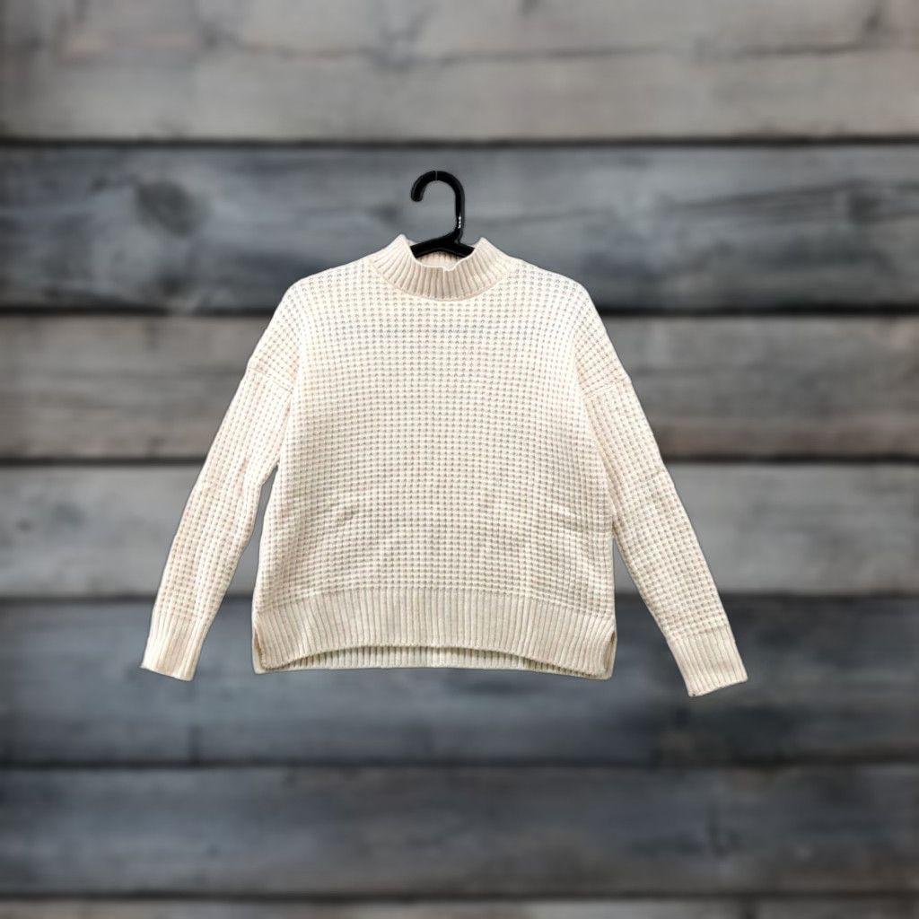 Urban Outfitters VINTAGE Urban Outfitters BDG Waffle Knit Sweater Womens XS Ivory Mock Neck Pullover Long Sleeve Size XS / US 0-2 / IT 36-38 - 1 Thumbnail