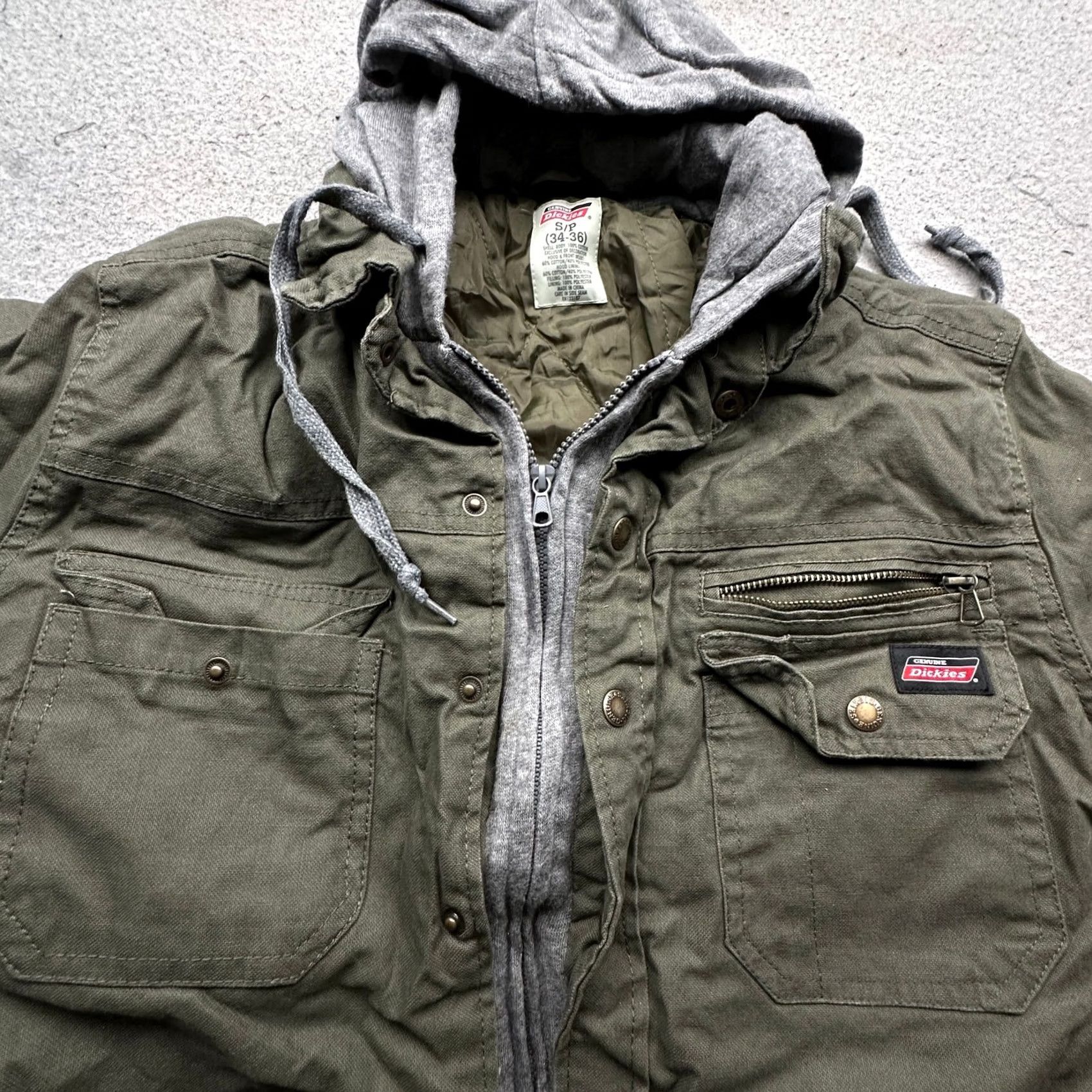 Dickies Dickies Olive Green Duck Canvas Work Hooded Lined Jacket Mens Small Full Zip Pockets Button Zip Outdoors Workwear Mens Size US S / EU 44-46 / 1 - 7 Thumbnail