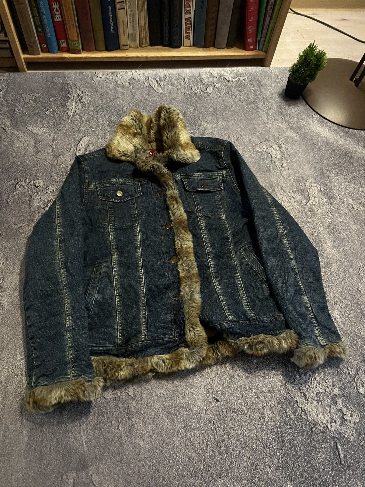 Number Nine Style Denim Jacket Y2K / Archive Glamour 90s Fur