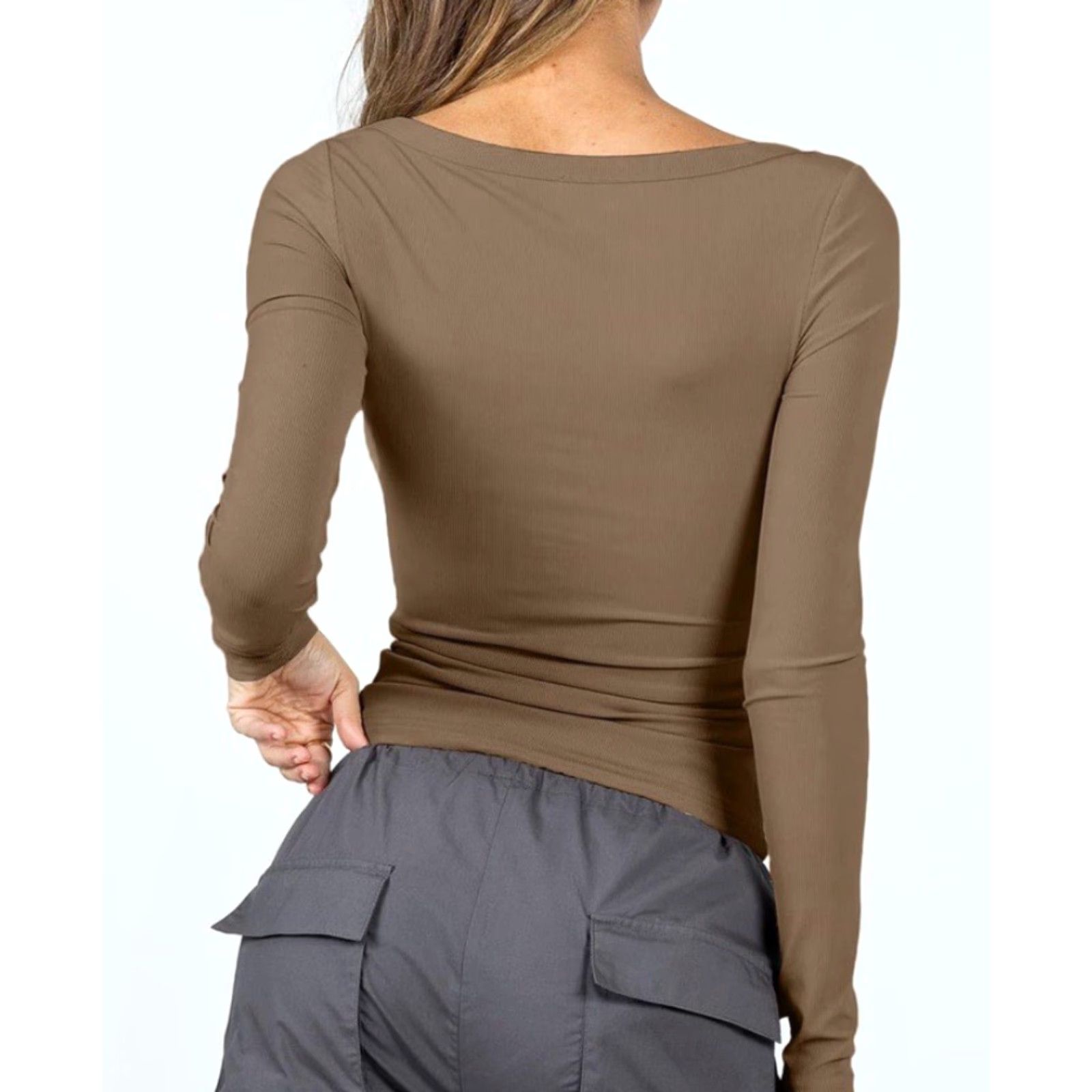 Vintage GGOV Womens Long Sleeve Crop Top Square Crewneck Top - Purple - 2XL - NWT - Blouse - Cropped - Solid - Sleeve Long - Pullover - Casual - Travel Size XXL / US 16-18 / IT 52-54 - 7 Thumbnail