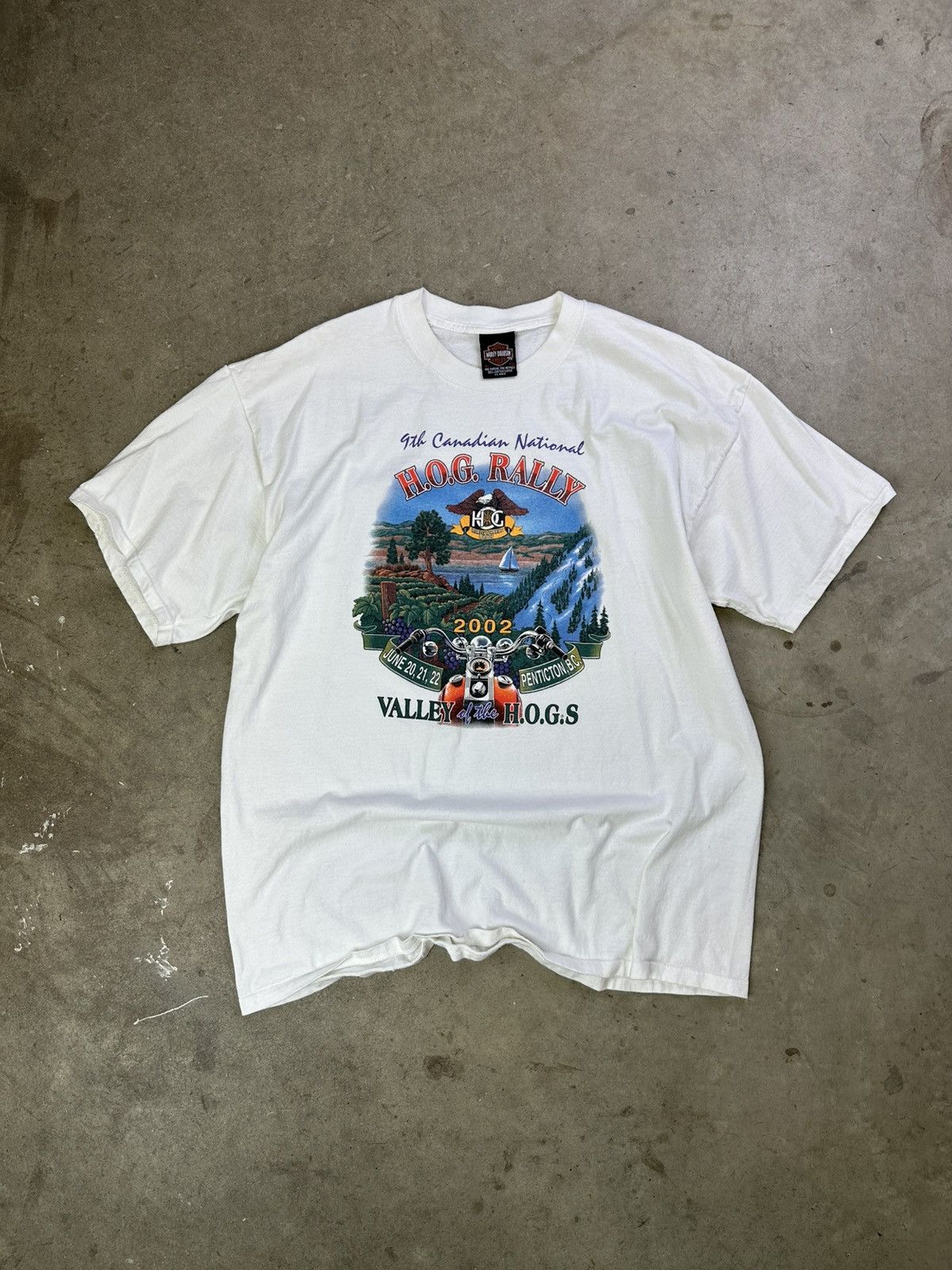 Harley Davidson × Vintage Vintage Harley Davidson Hog Rally Tee XL White Size US XL / EU 56 / 4 - 1 Thumbnail