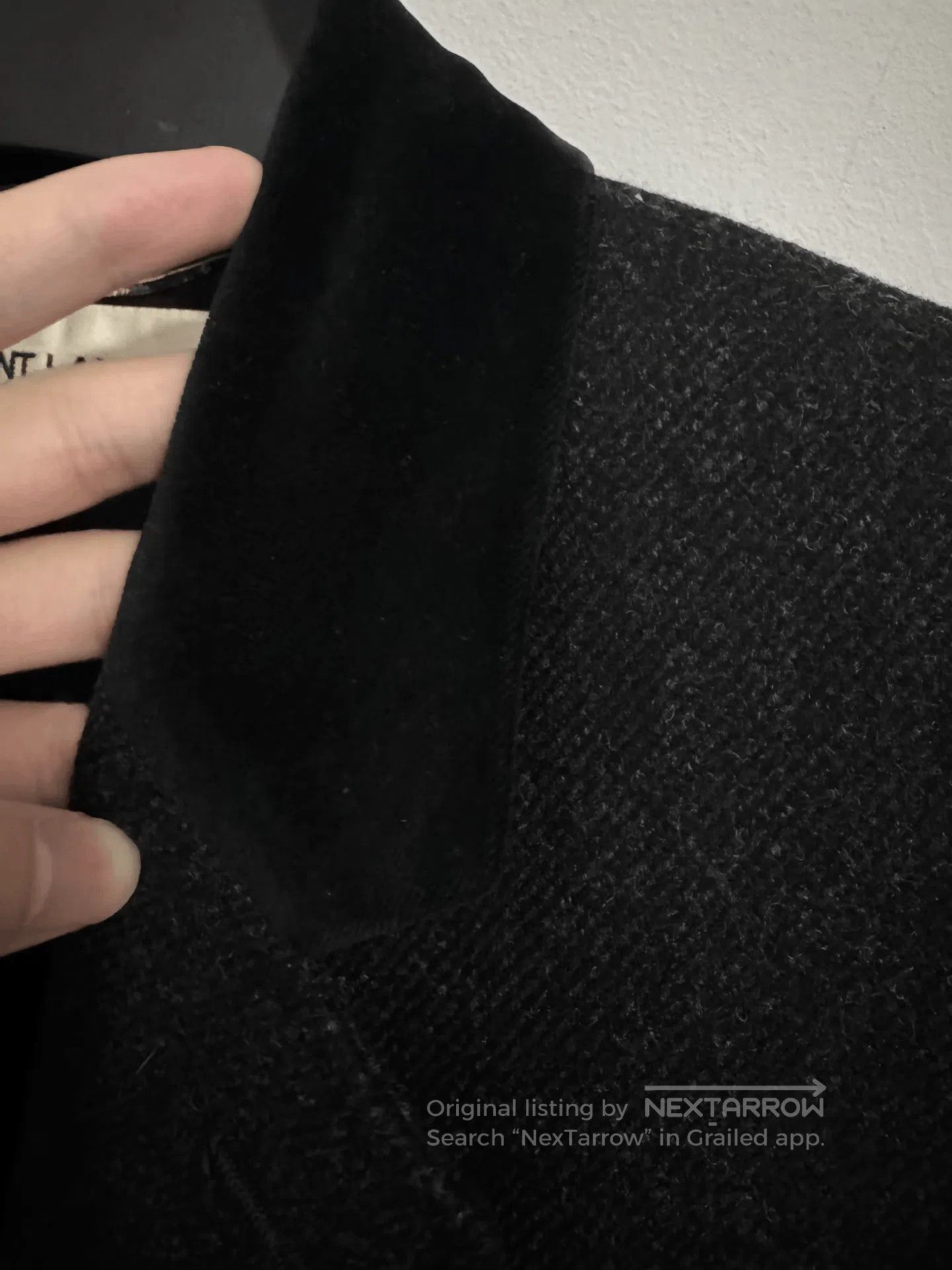 Saint Laurent Velvet Coat with Classic Collar.