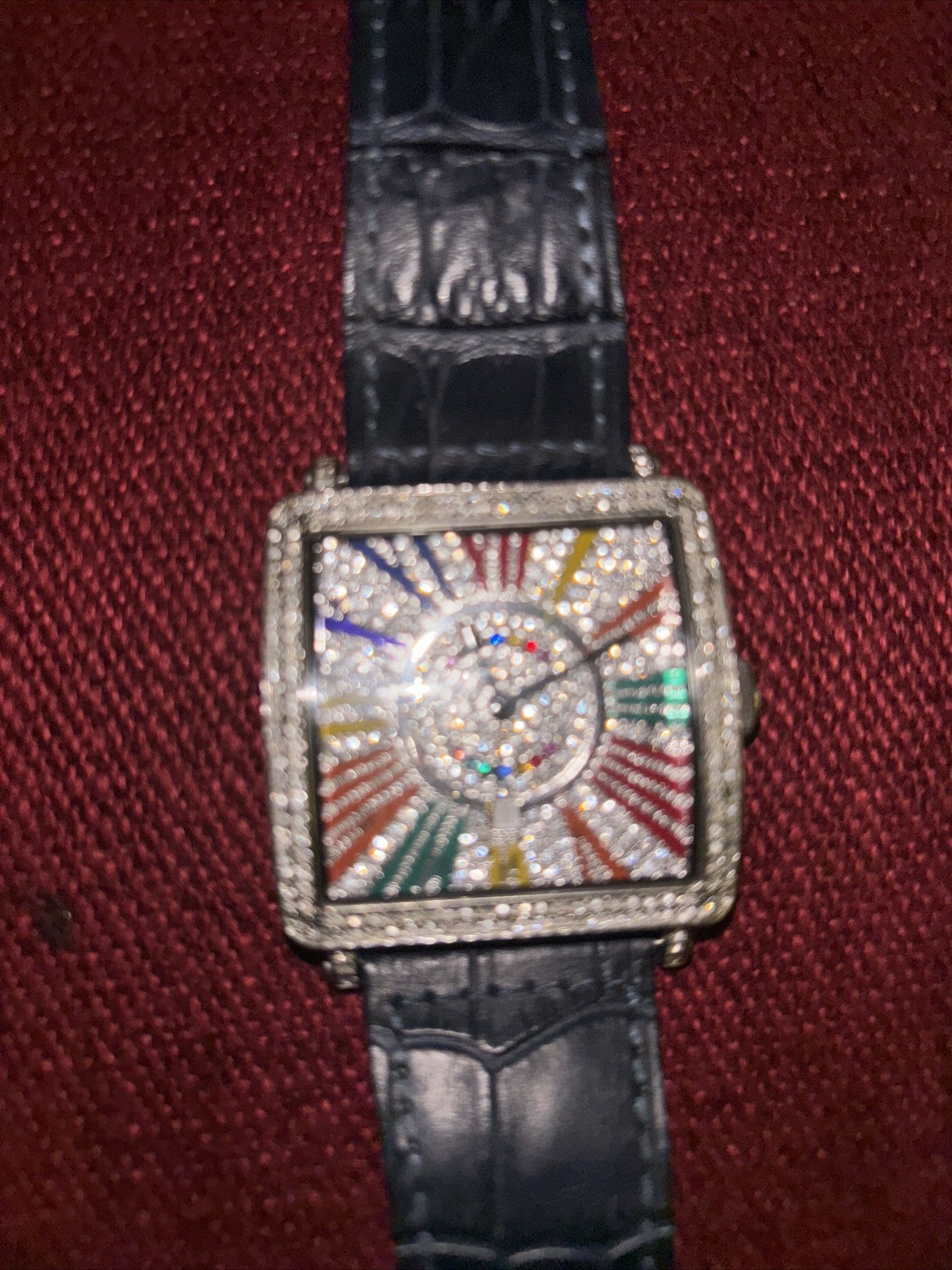 B.B. Simon Watch B.B SIMON 2617 | RED BELT W/ ALL SILVER CRYSTALS AND  main image 4