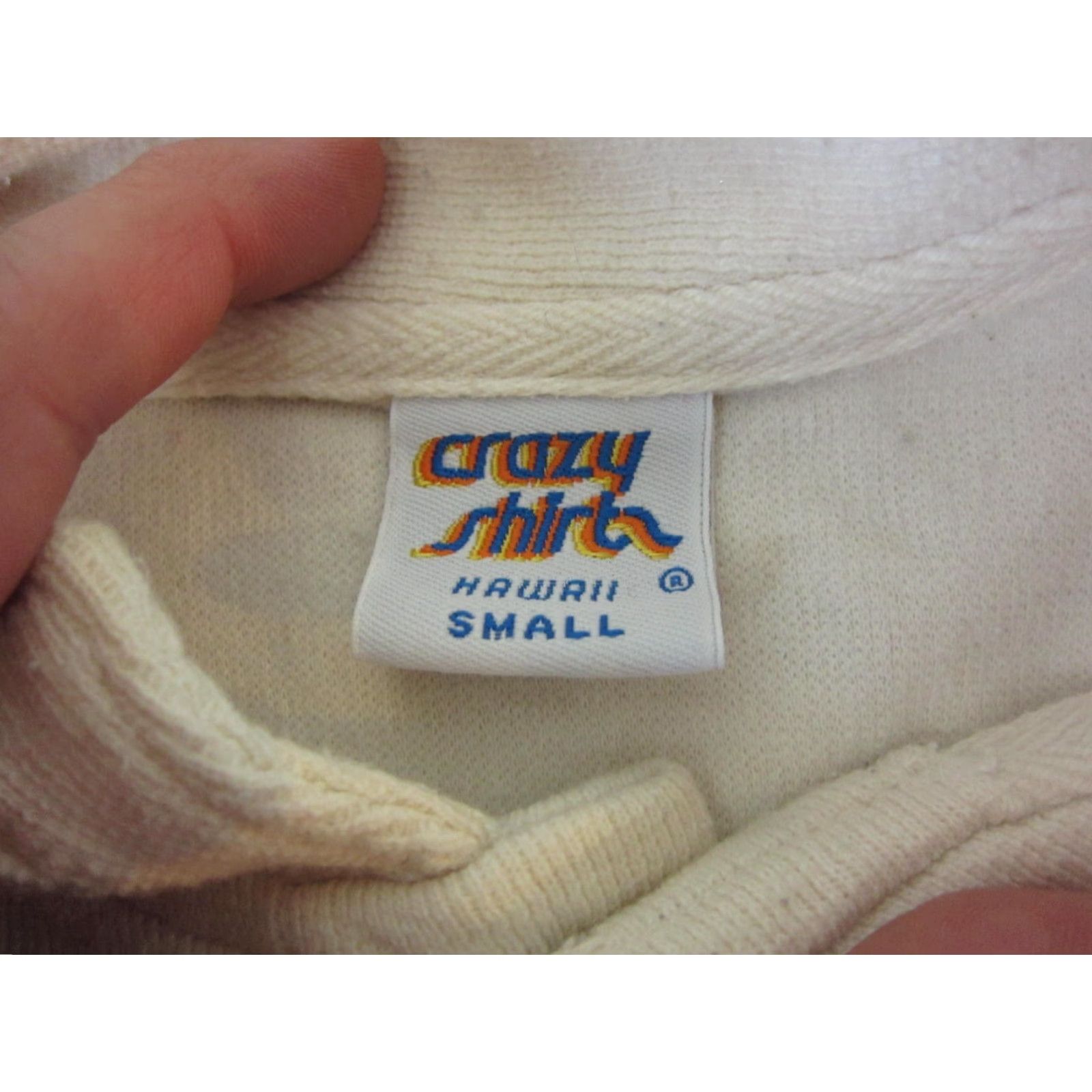 Vintage VINTAGE Crazy Shirts Sweatshirt Mens S Ivory Cotton Fleece Logo 90s Pullover Regular fit US Made Size US S / EU 44-46 / 1 - 5 Thumbnail