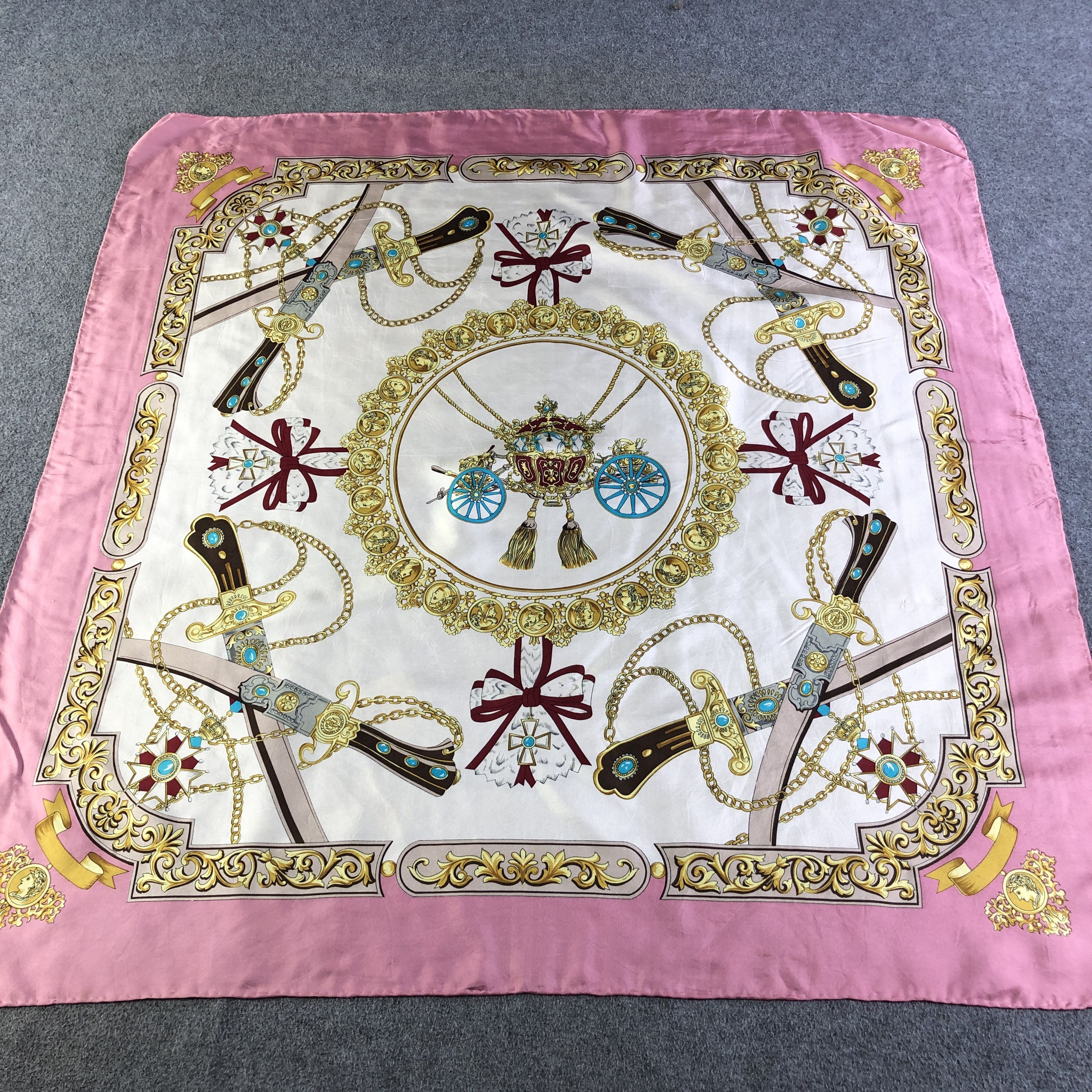 Japanese Brand Luxury Baroque Design Hand Rolled Silk Scarf M1008 Size ONE SIZE - 2 Thumbnail