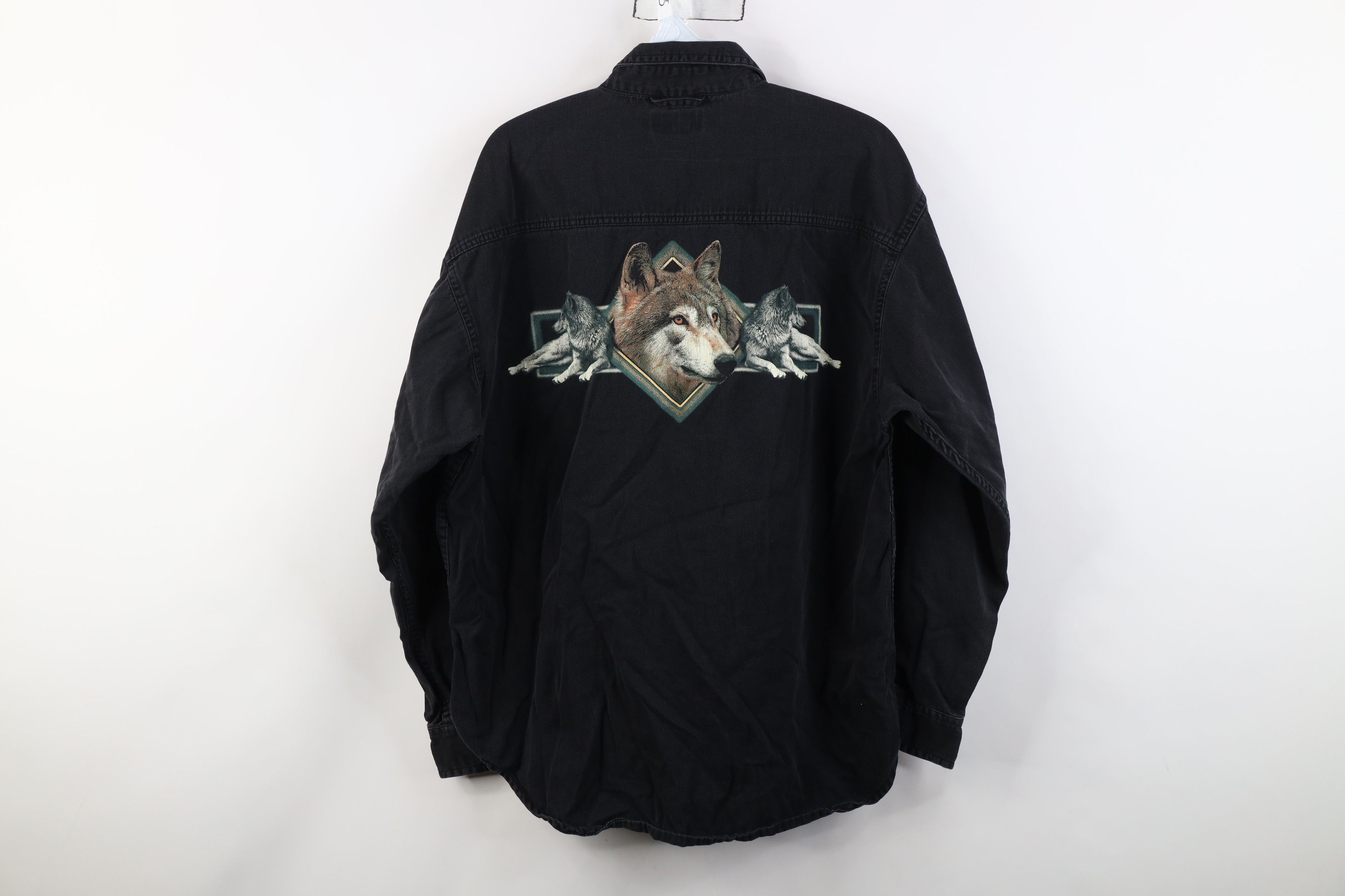 Vintage Vintage 90s Streetwear Nature Wolf Twill Button Down Shirt Size US M / EU 48-50 / 2 - 13 Thumbnail