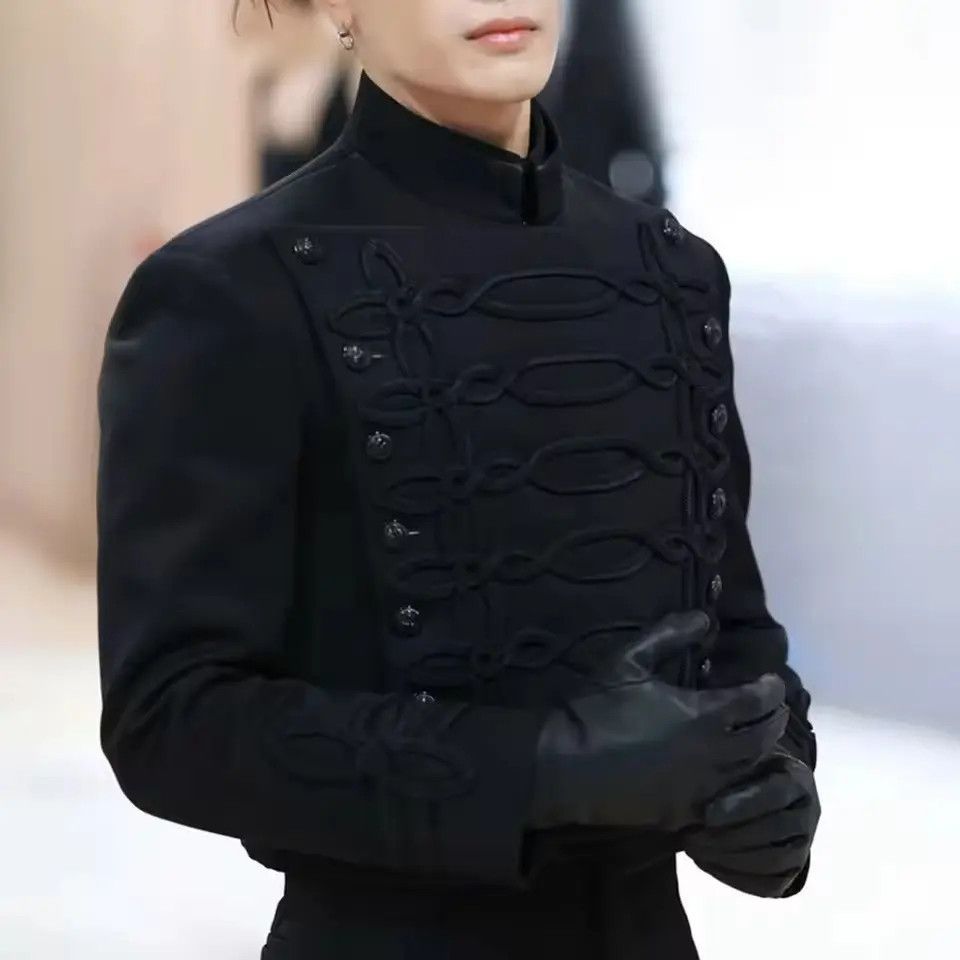 Japanese Brand Black Military-Inspired Jacket | Unique Knot Detail Size US L / EU 52-54 / 3 - 4 Thumbnail