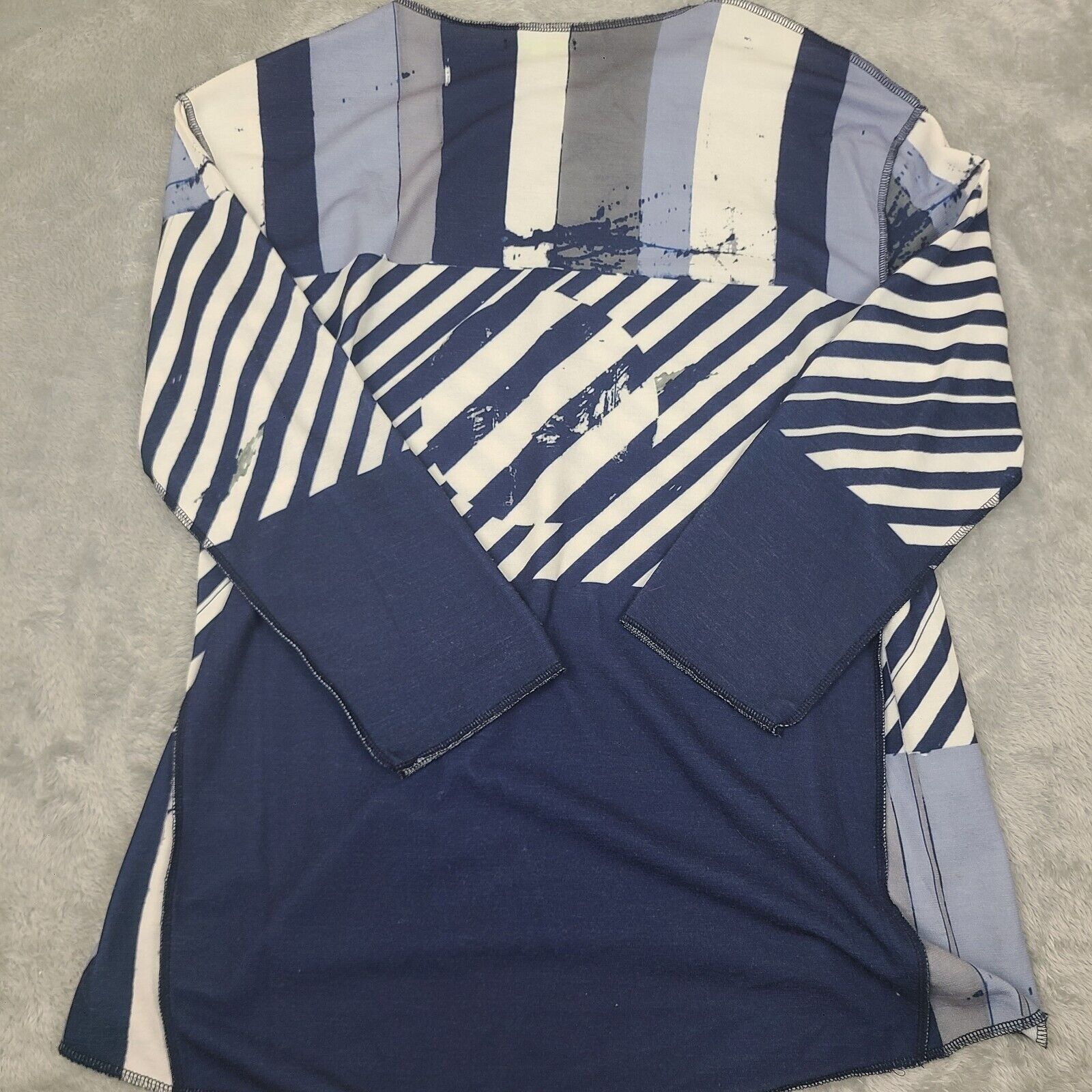 Vintage Trisha Tyler Abstract Blue White Art to Wear Casual Boho Blo Size ONE SIZE - 4 Thumbnail
