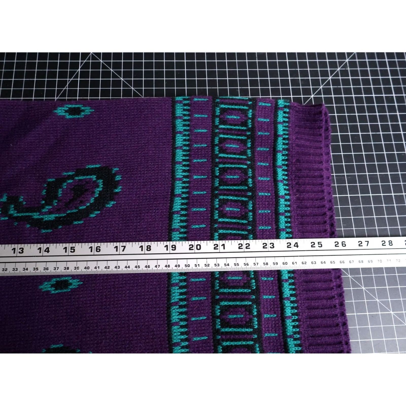 Vintage VINTAGE Honors 1X Purple Green Paisley Mock Neck Sweater Women's 90s Chunky Knit Pullover Size XL / US 12-14 / IT 48-50 - 6 Thumbnail