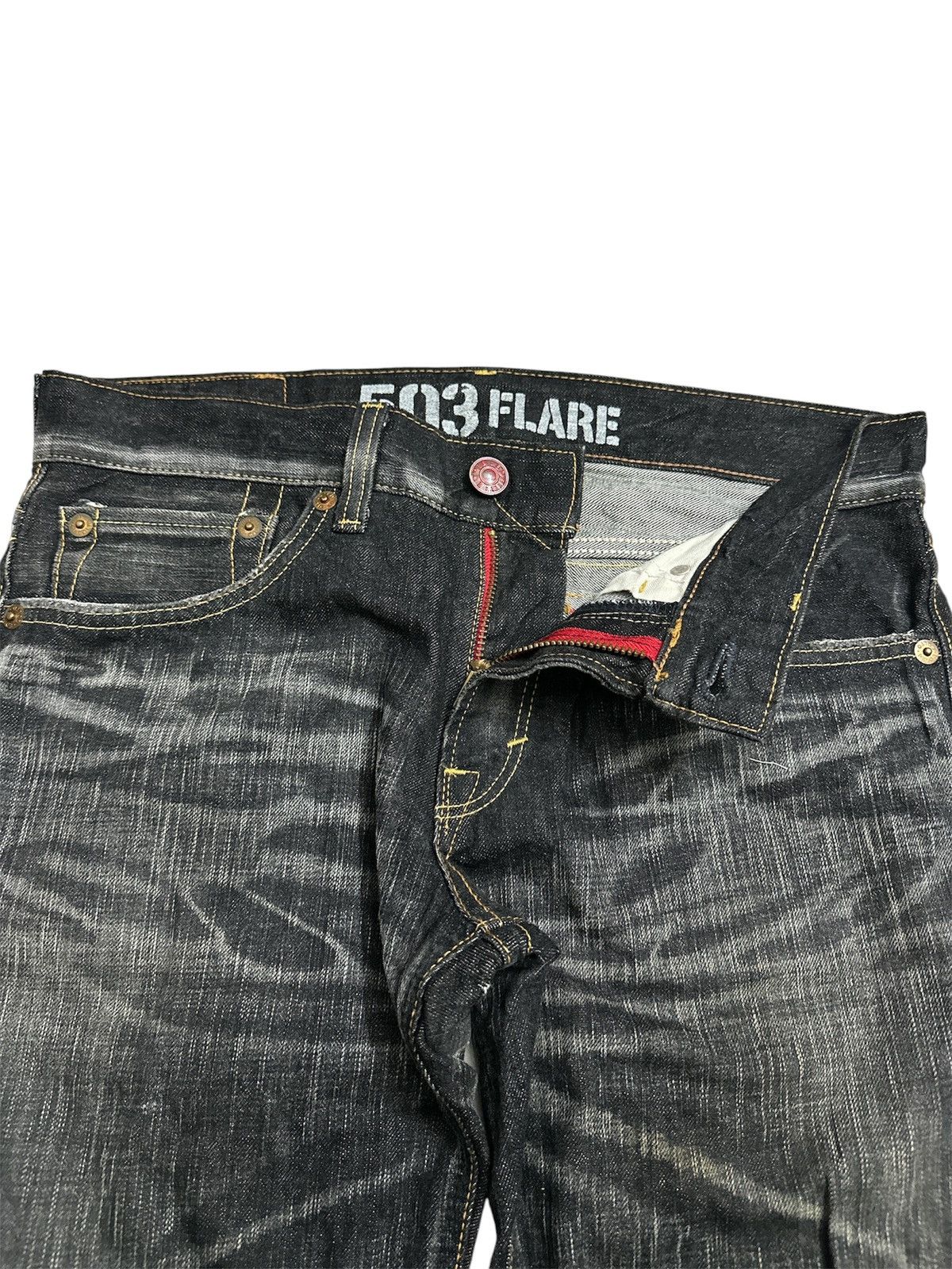 GOA 2000 Edwin 503 Flare Washed Clawmark Y2K Goa Lgb Style Jeans Size US 35 - 4 Thumbnail