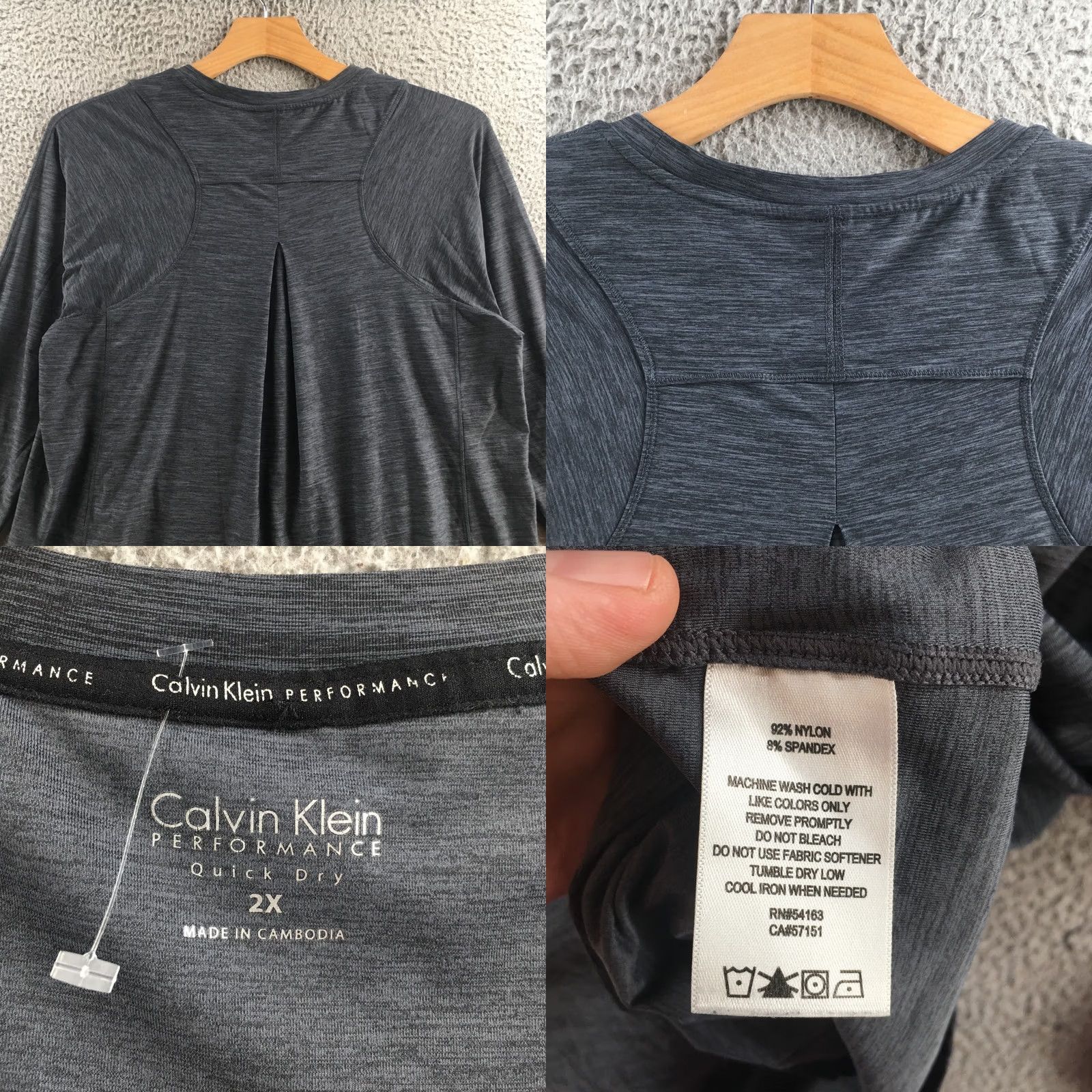 Calvin Klein Calvin Klein Quick Dry T-Shirt Womens 2X Gray Long Sleeve Pullover Crew Neck Size XXL / US 16-18 / IT 52-54 - 8 Thumbnail
