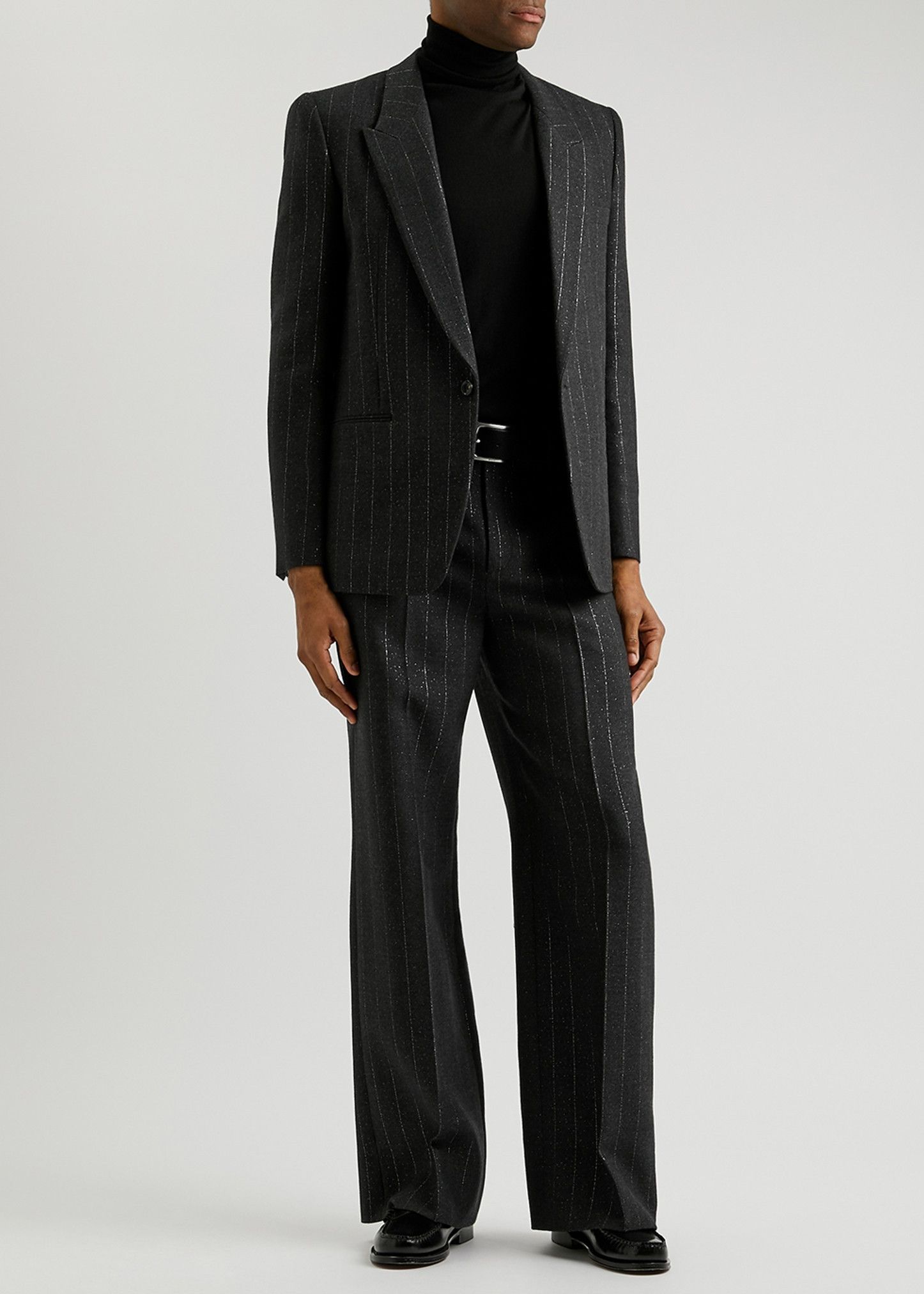 o1bcso1str1125 Pinstriped Wool-blend Blazer in Silver