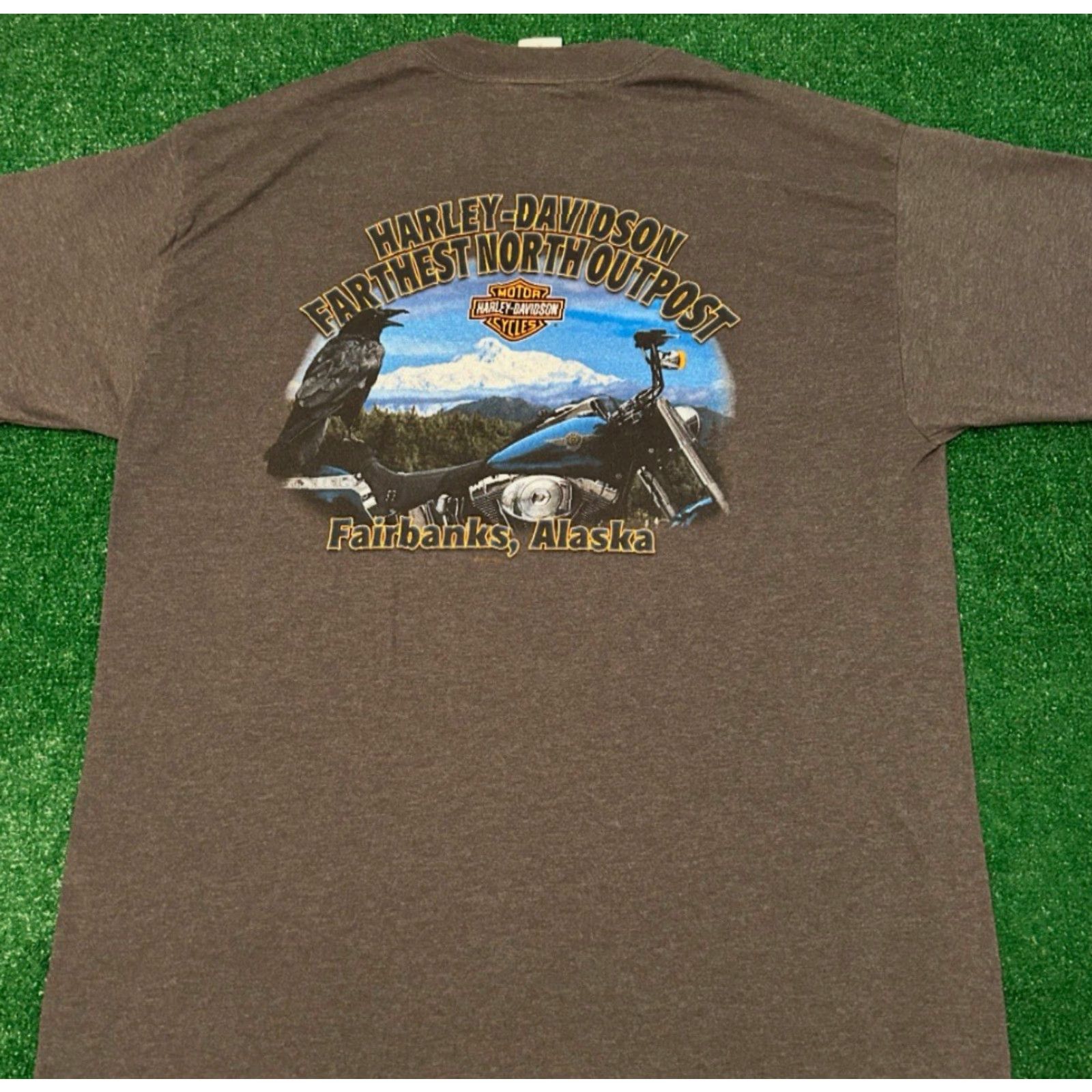 Harley Davidson VINTAGE Harley-Davidson T-Shirt Mens XL Gray 2006 Y2K Biker Grunge 90s Logo Fairbanks Alaska Size US XL / EU 56 / 4 - 2 Thumbnail