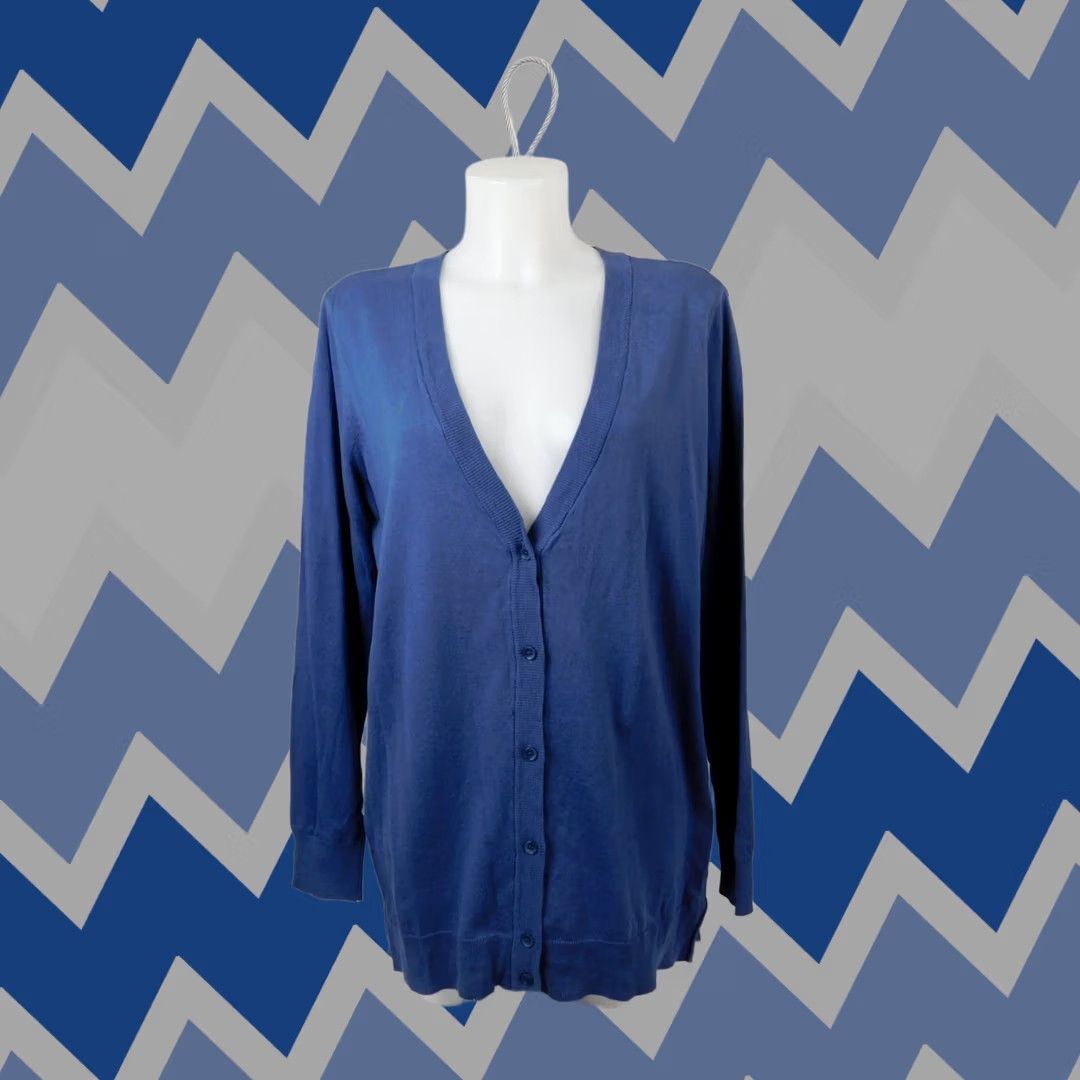 Alfani Alfani Cardigan Shirt Women M Blue 100% Cotton Knit V-Neck Button-Up Lounge Cardigan, Classic, Lightweight, Solid, Regular Size Medium Size M / US 6-8 / IT 42-44 - 1 Thumbnail