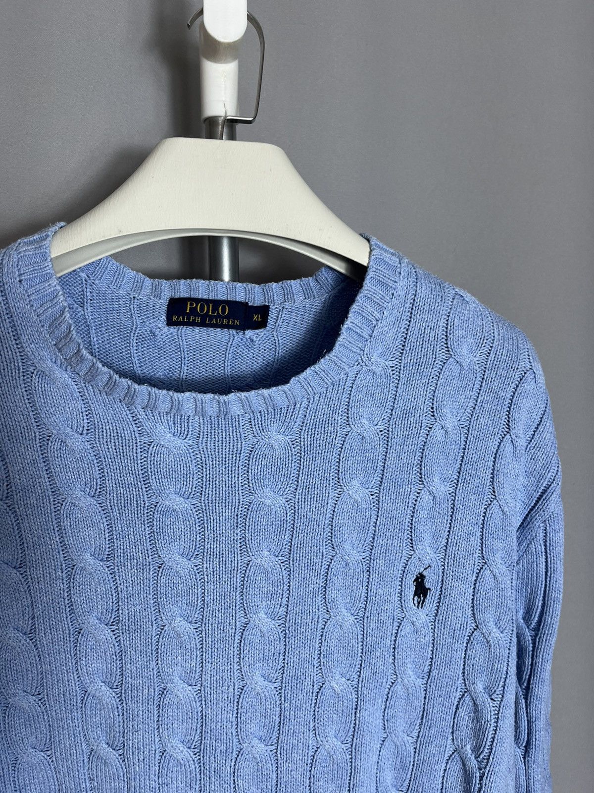 Polo Ralph Lauren Polo Ralph Lauren Cable Knit Crewneck Blue Cotton Pullover Size US XL / EU 56 / 4 - 4 Thumbnail