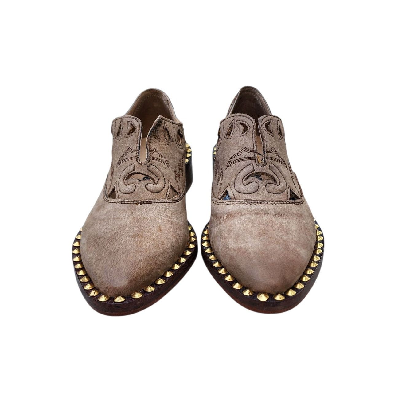Free People Free People Twin Falls Leather Studded Cowgirl Loafers 36 Size US 5.5 / IT 35.5 - 3 Thumbnail