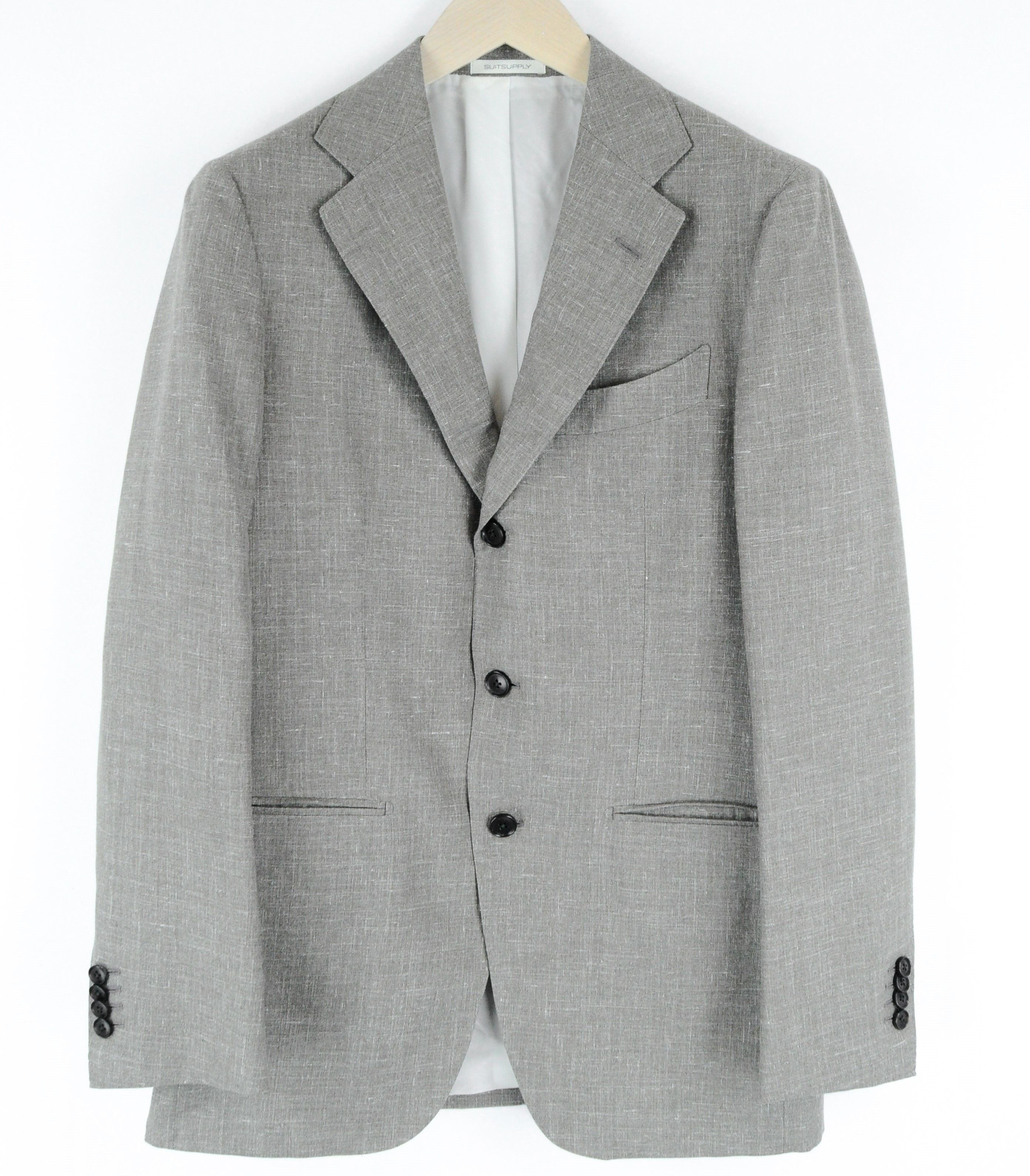 Suitsupply HAVANA JETTED FL UK38R Wool Silk Linen Grey Blazer 54904 Size 38R - 1 Thumbnail