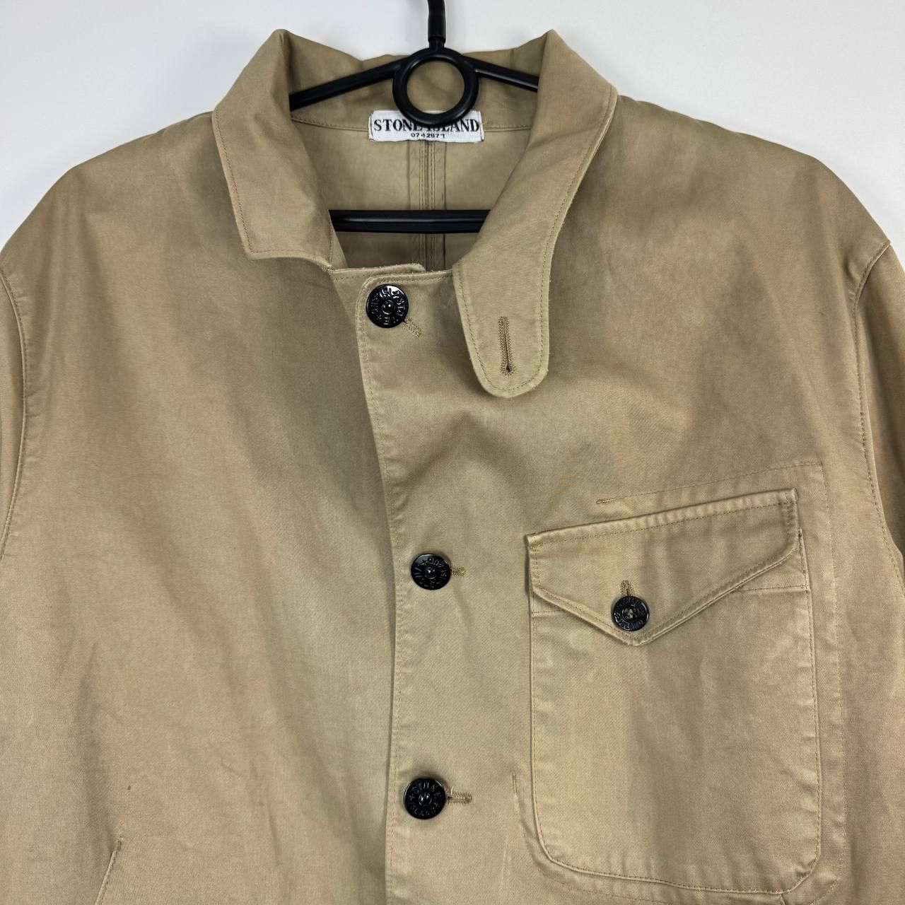 Stone Island Stone Island Beige Cotton Field Jacket Overshirt Mens Size L Size US L / EU 52-54 / 3 - 3 Thumbnail