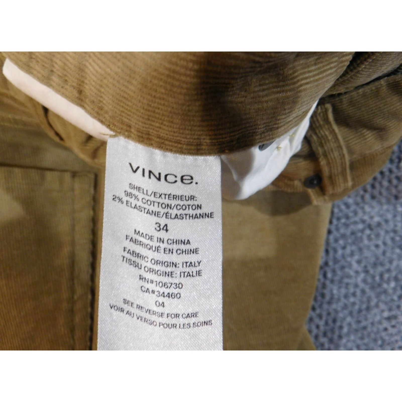 Vince vince pants Mens 34x32 Corduroy Brown Straight Classic Modern City Italy Pants Regular 34 Brown Cotton Corduroy Straight Chino City Mens Size US 34 / EU 50 - 6 Thumbnail