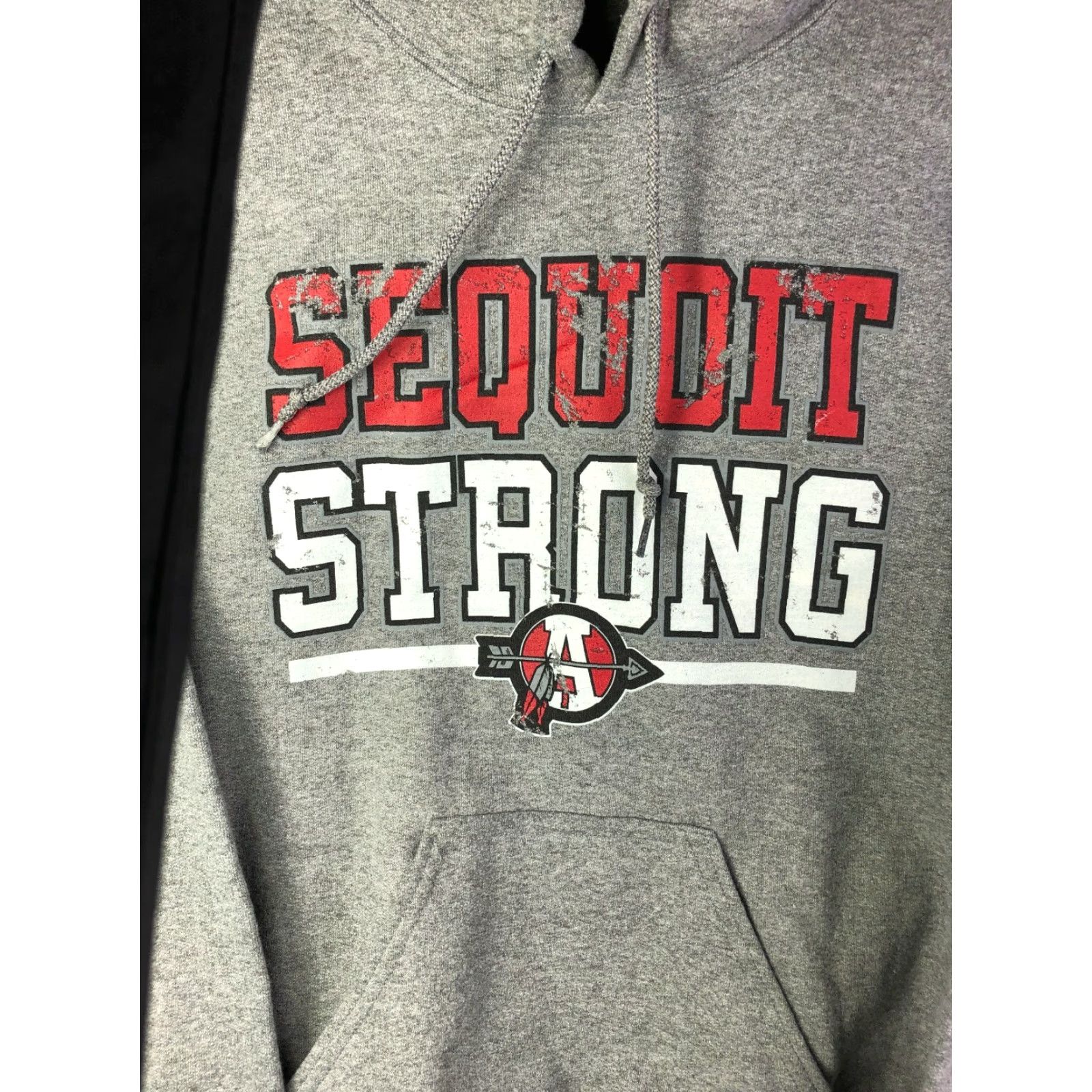 Vintage Sequoit Strong Mens Small Gray Long Sleeve Hooded Sweatshirt Size US S / EU 44-46 / 1 - 2 Thumbnail