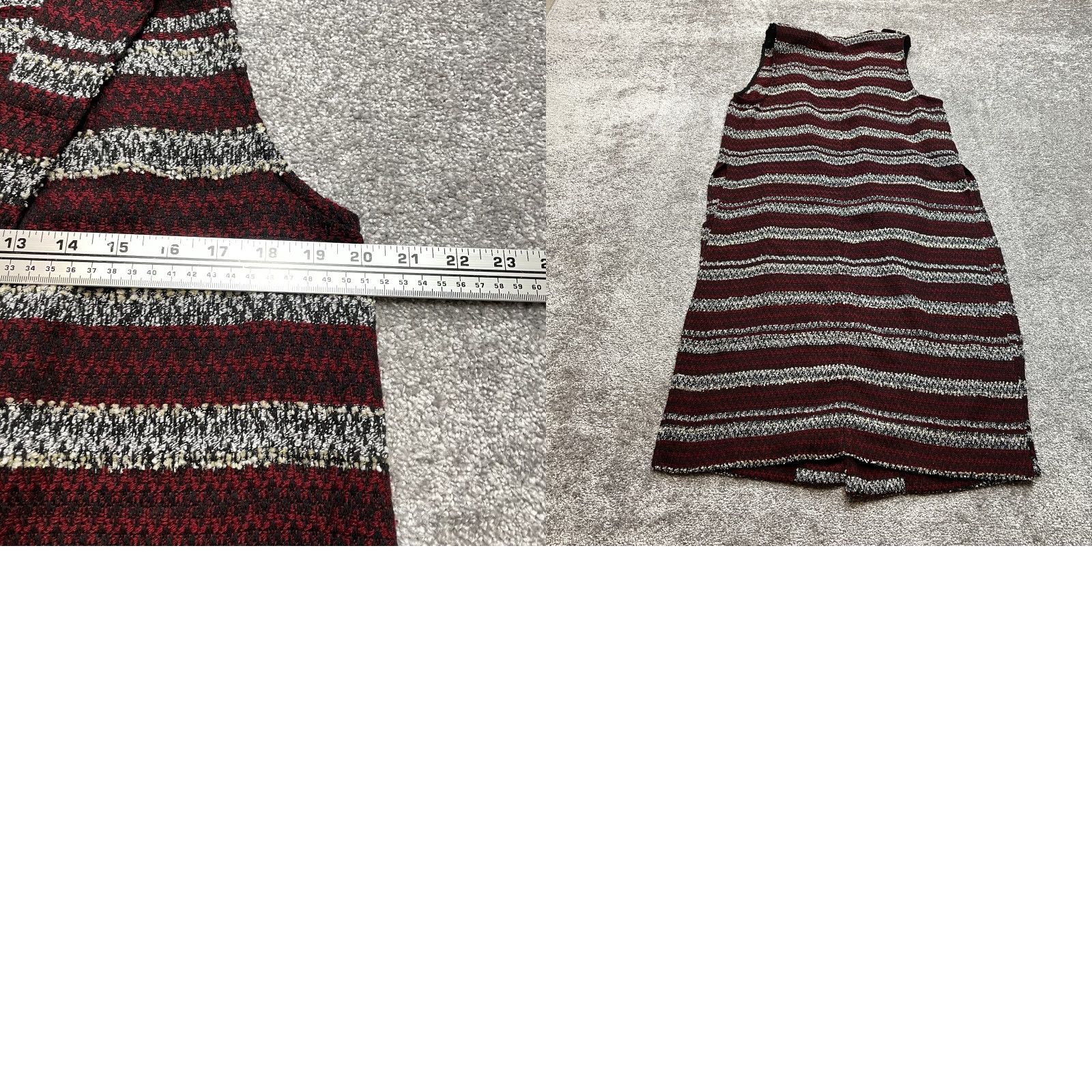BCBGeneration BCBGeneration Vest Duster Topper Long Womens One Size Red Tweed Stripe Cardigan Vest Modern Jacket Size ONE SIZE - 8 Thumbnail