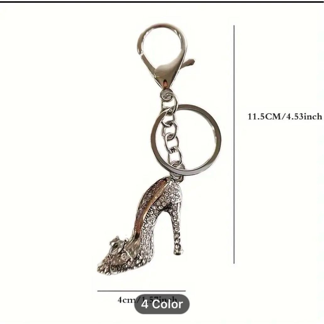 Other Silver Tone and Clear Crystal High Heel Bag Charm/Key Chain Size ONE SIZE - 4 Thumbnail