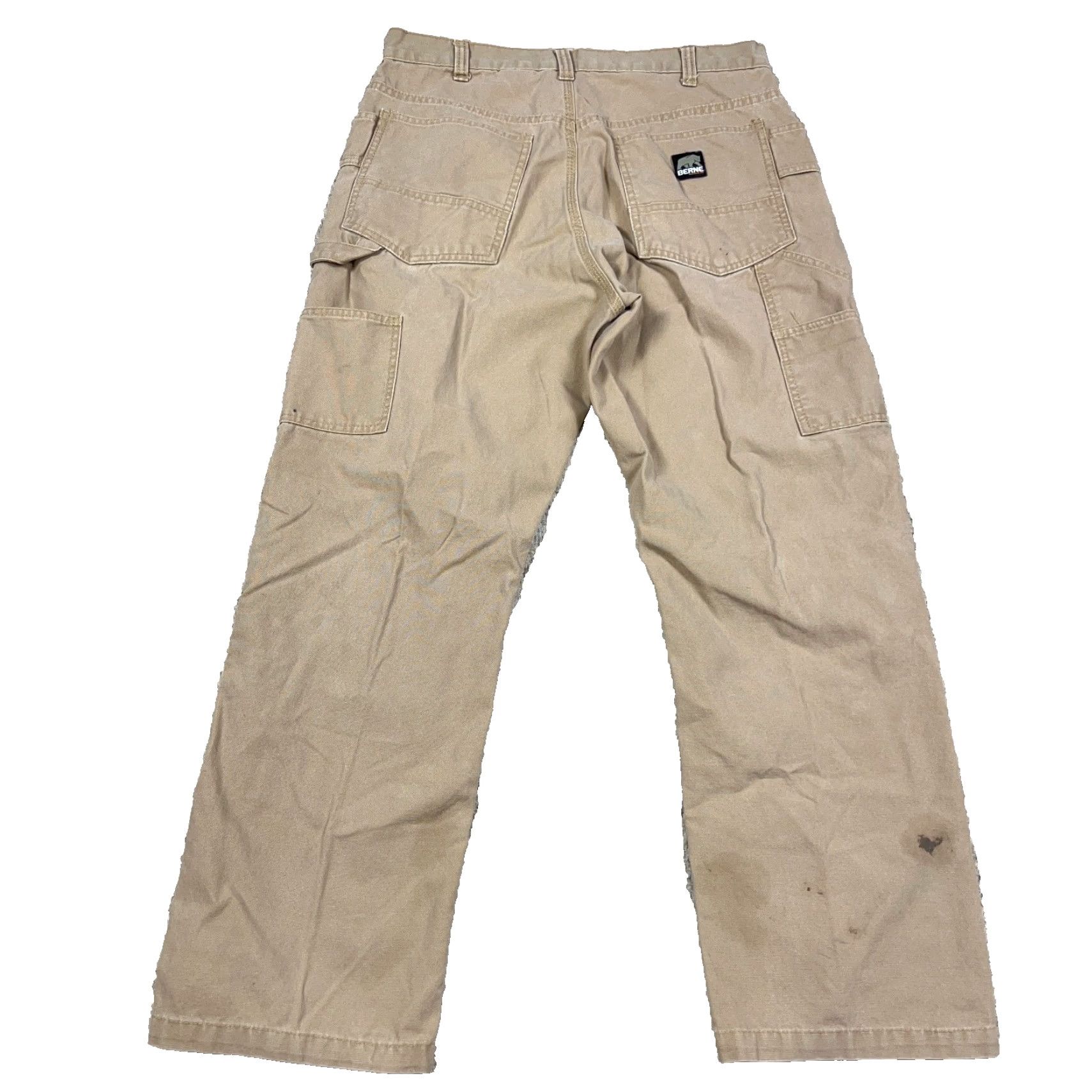 Vintage Berne Carpenter Pants Men 34x30 Tan Duck Canvas Workwear Distressed Grunge Worn Leather? Size US 34 / EU 50 - 2 Thumbnail