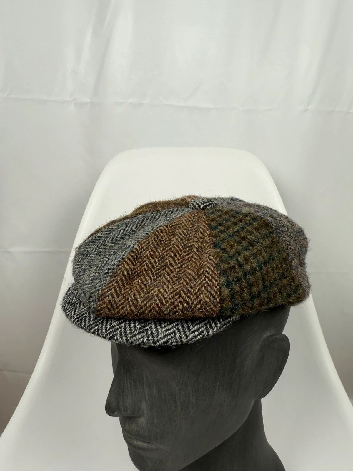 RJR Harris Tweed Newsboy Gatsby Hat Patchwork size S-M