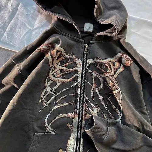 Japanese Brand Kagawa x Aida Punk Zip Up Hoodie Gothic Style Skeleton Size US M / EU 48-50 / 2 - 2 Thumbnail