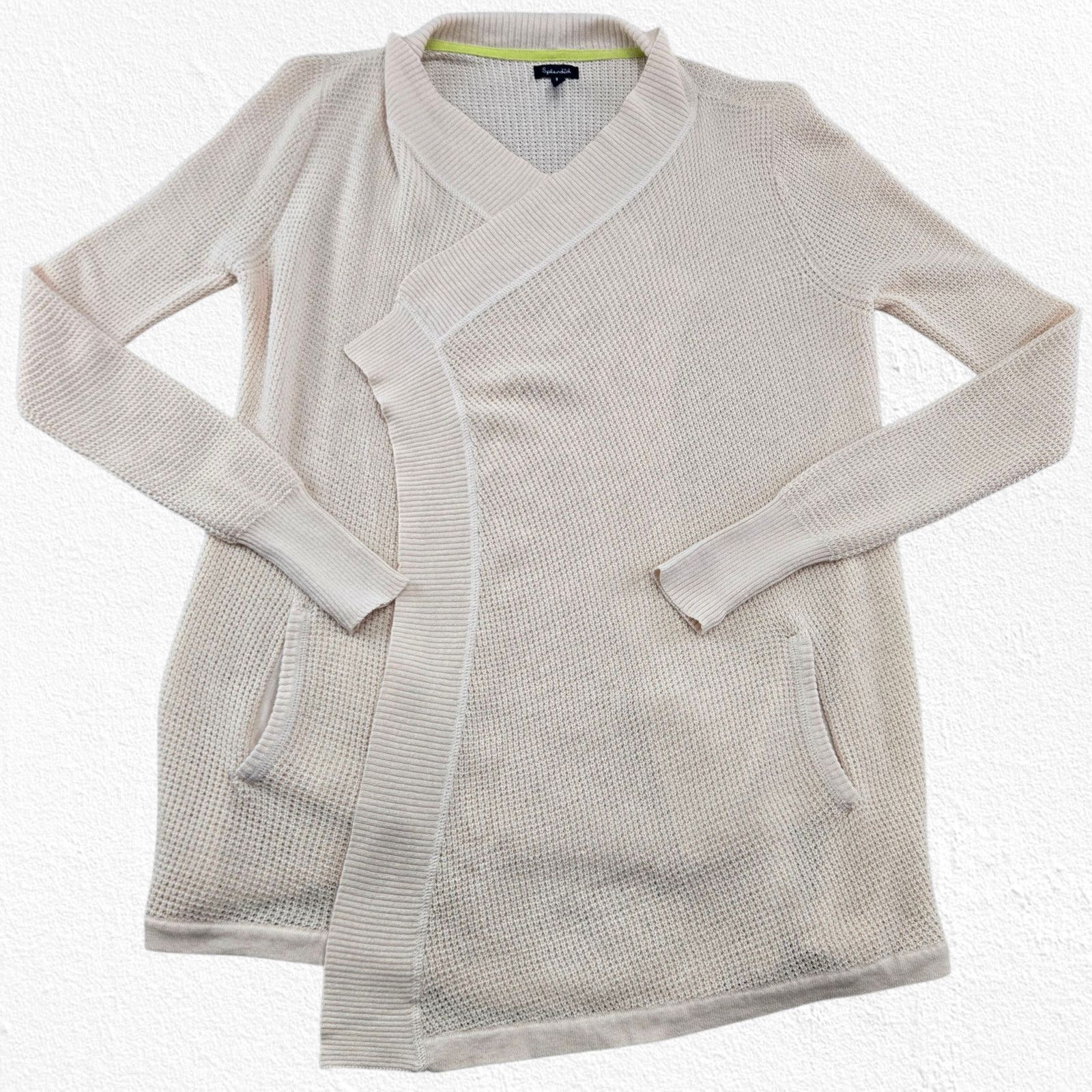 Splendid Splendid Cream Waffle Knit Open Longline Cardigan Sze Medium Size M / US 6-8 / IT 42-44 - 7 Thumbnail