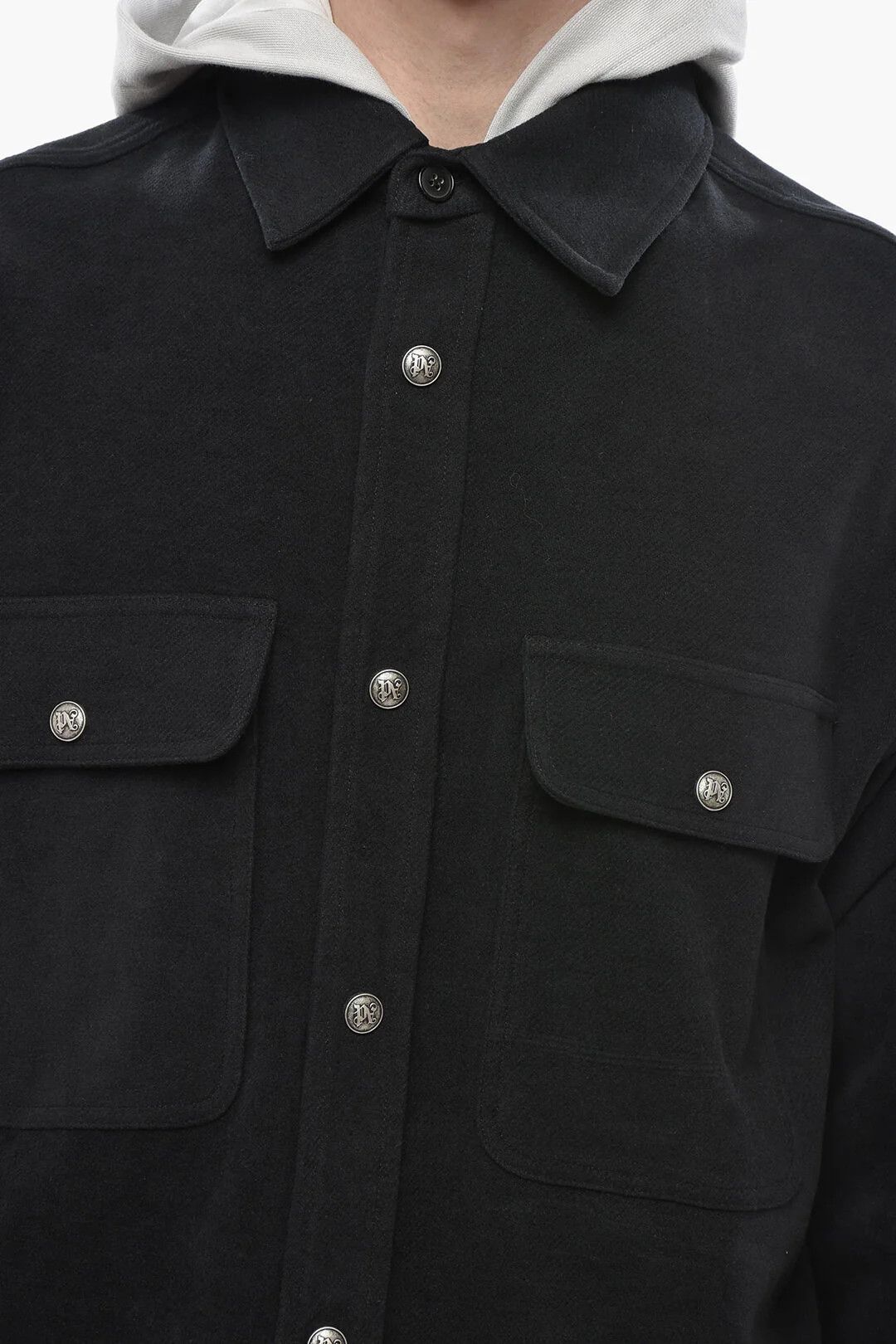 Palm Angels og1mm0326 Cotton Cloth Overshirt in Black Size US M / EU 48-50 / 2 - 3 Thumbnail