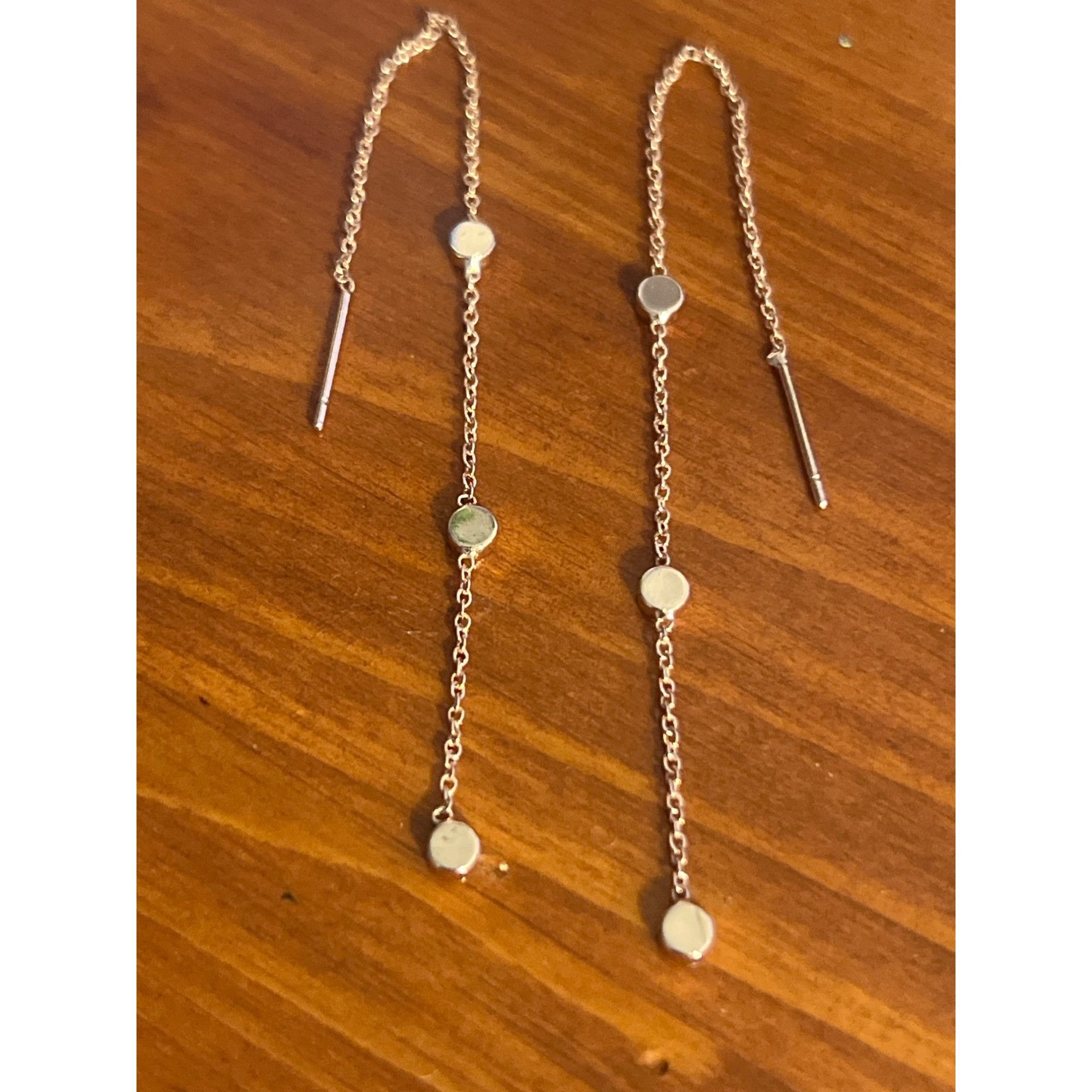 Other Delicate Rose Gold Tone Chain Threader Earrings Minimalist D Size ONE SIZE - 1 Thumbnail