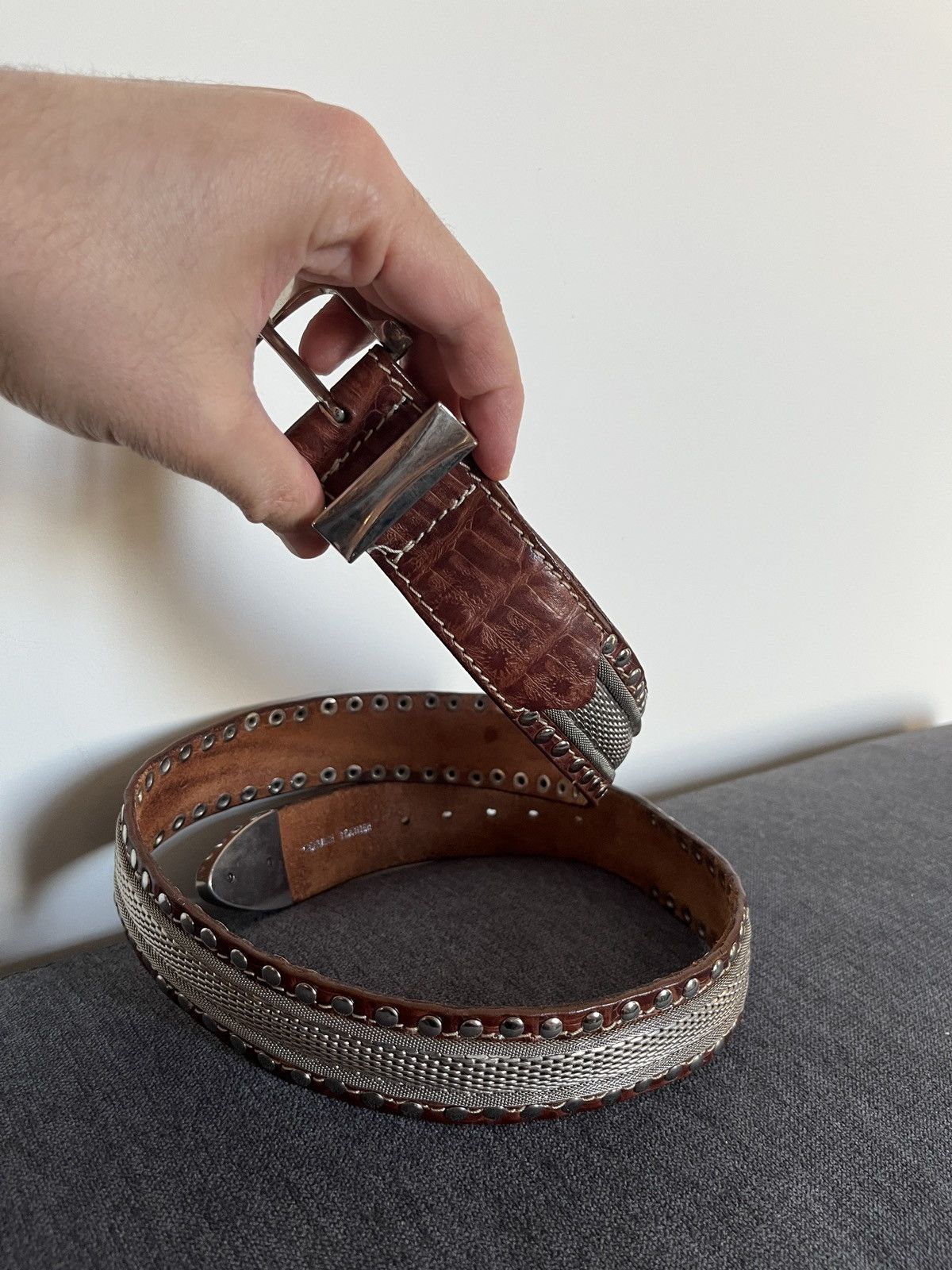 Cowboy Equipment Cheval Design Studio Super Heavy Leather Metallic Belt Size ONE SIZE - 4 Thumbnail